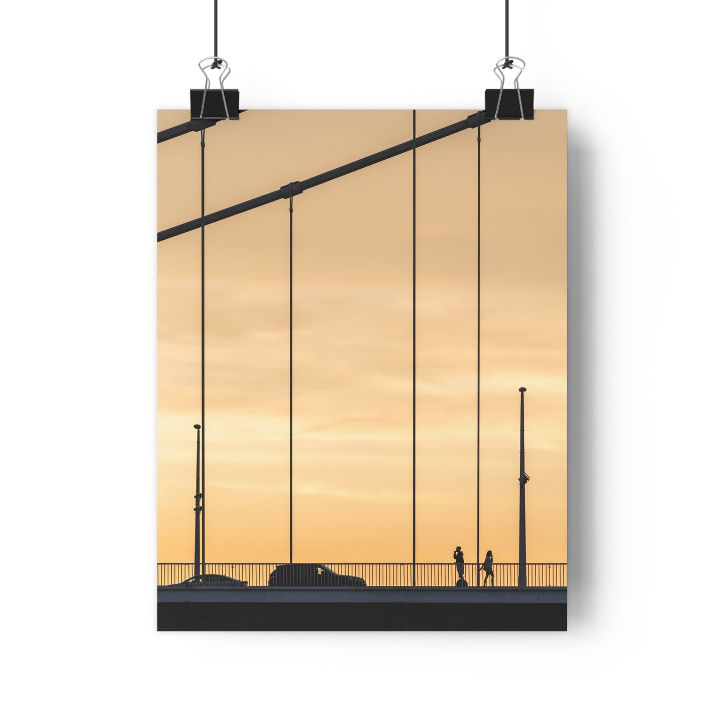 Art Print, Sunset Bridge Silhouettes, 'Will call you', Wall Decor, Home Decor, Gift Idea, Office Art
