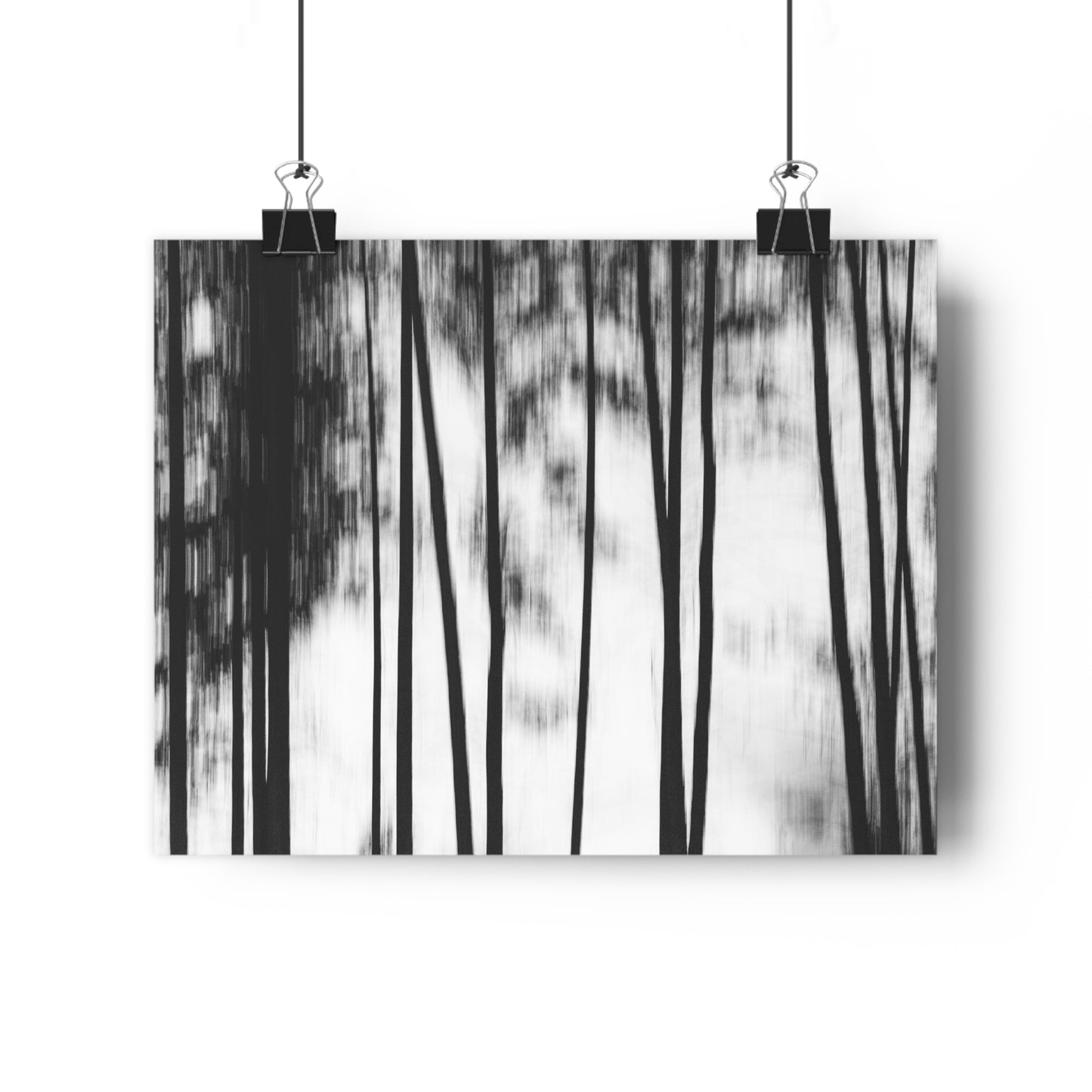 Art Print, Forest Scene Black White Photo, Blurred Camera Movement ICM Technique, Wall Decor Gift Home Office, Nature Lover Monochrome
