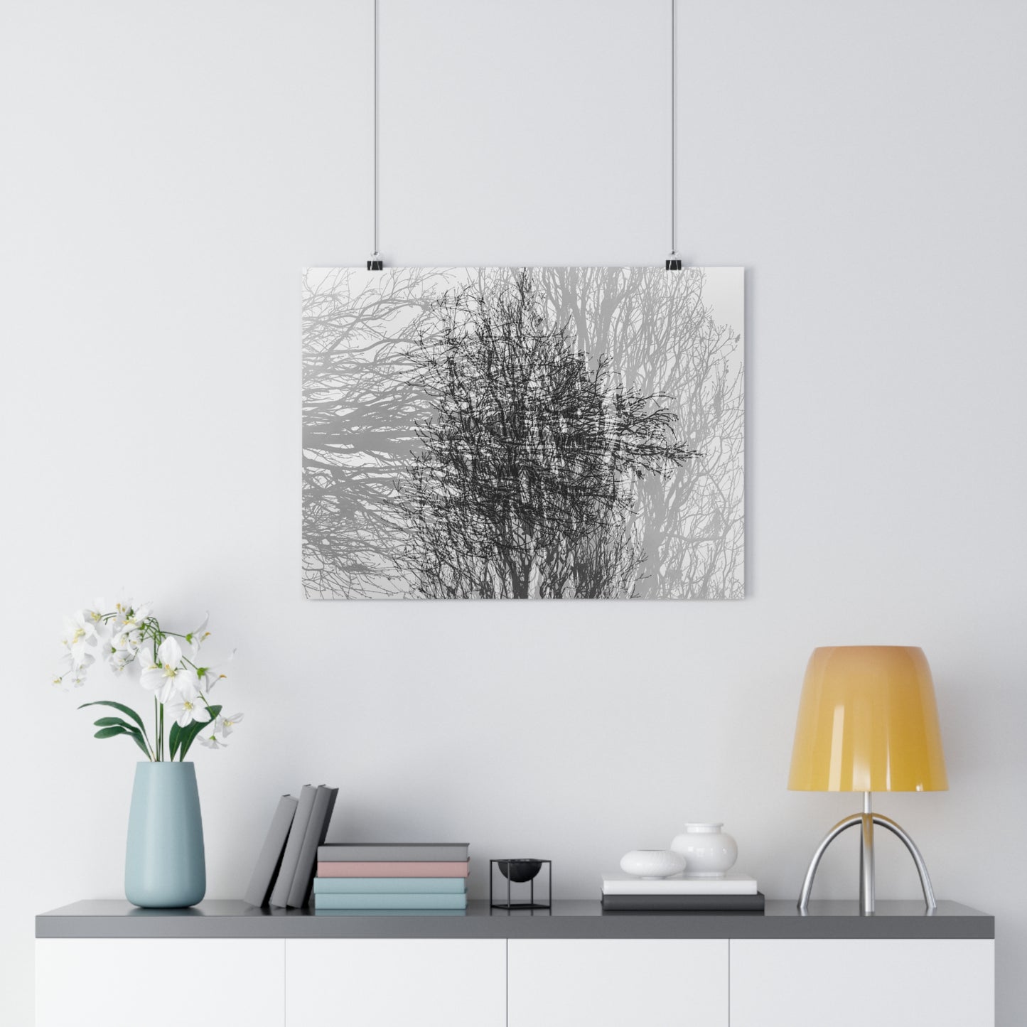 Giclée Art Print, Black and White Winter Tree Photo, Mysterious Multiexposure Wall Art, Home Decor, Nature Photography, Holiday Gift Idea