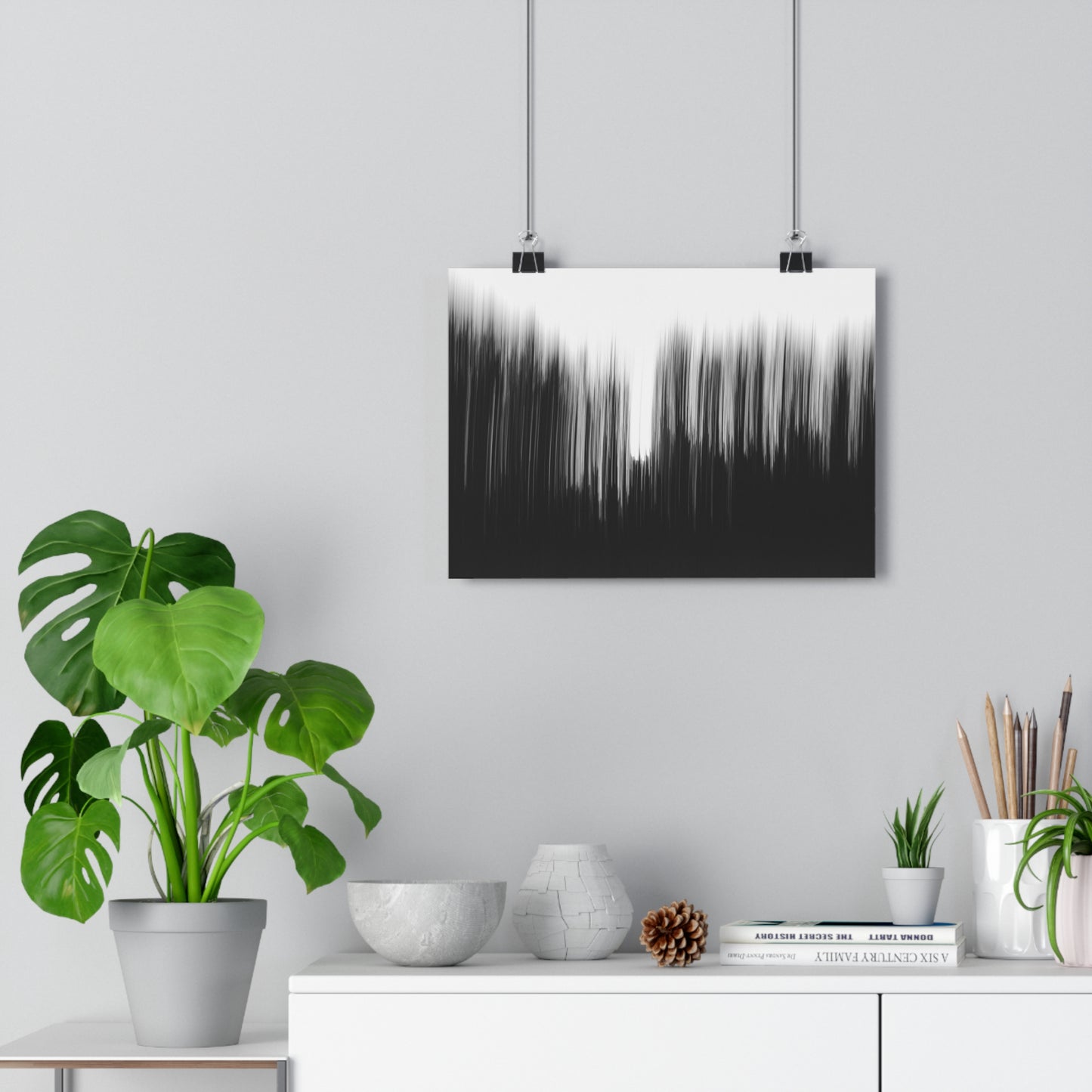 Giclée Print, Black and White Abstract Sunset Trees, Camera Movement Blur, Wall Art Decor, Home Office Decor, Nature Lover Gift, Modern