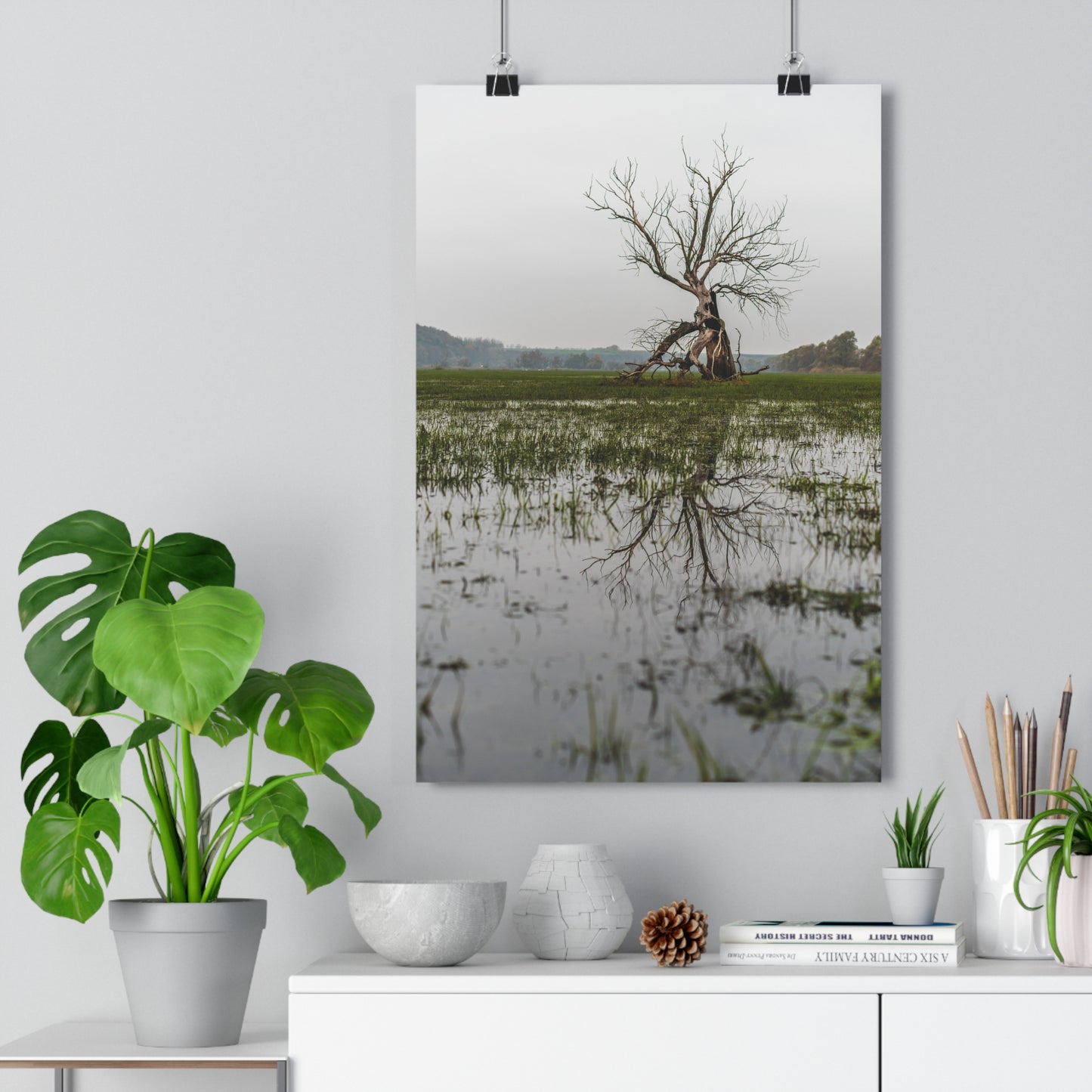 Giclée Art Print, The Last Ent Tree Reflection on Water Surface, Nature Wall Art, Forest Print, Woodland Decor, Tree Artwork