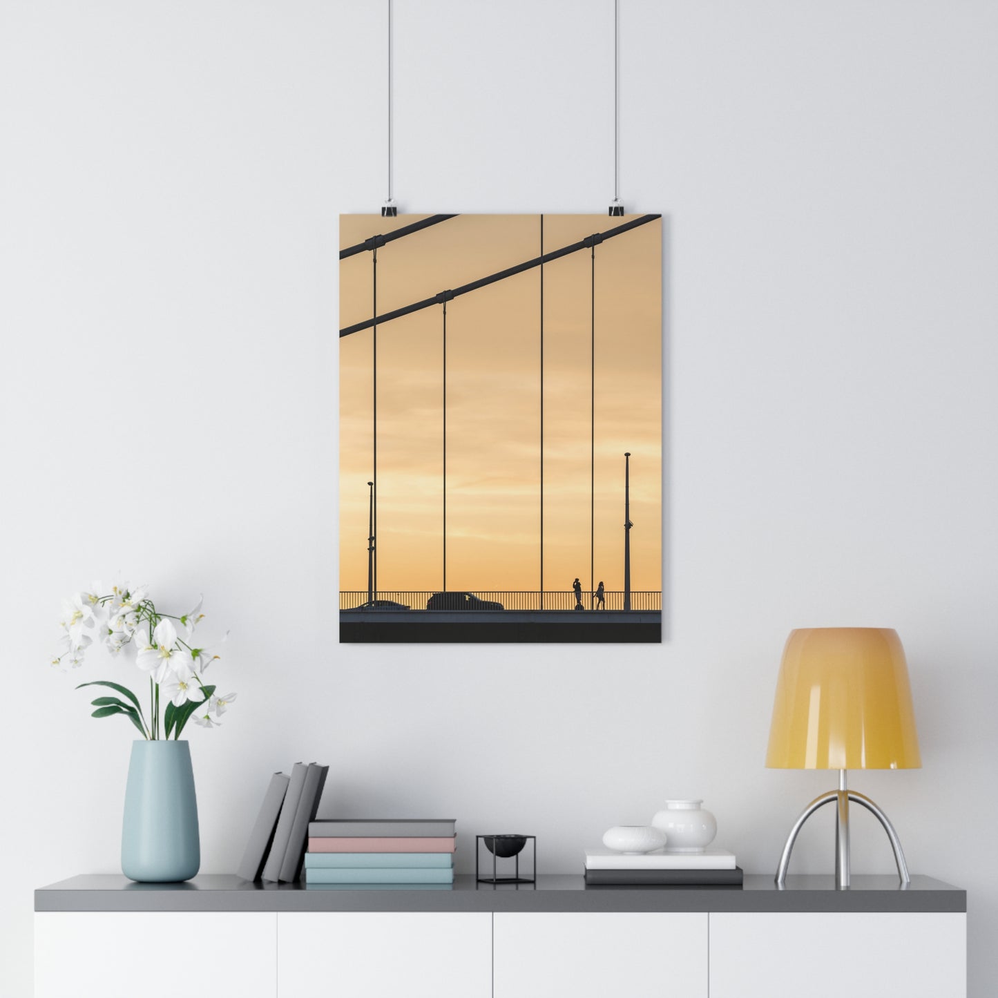Art Print, Sunset Bridge Silhouettes, 'Will call you', Wall Decor, Home Decor, Gift Idea, Office Art