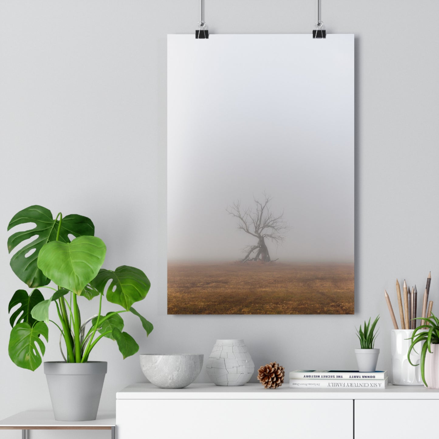 Art Print Wall Decor, Giclée Print, The Last Ent Tree Illustration, Foggy Field Landscape Poster, Nature Artwork, Unique Gift for Nature