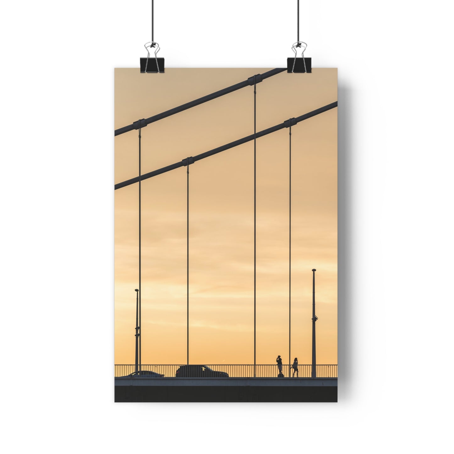 Art Print, Sunset Bridge Silhouettes, 'Will call you', Wall Decor, Home Decor, Gift Idea, Office Art