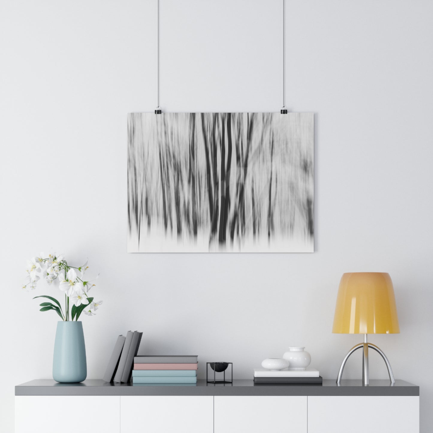 Art Print, Winter Forest Scene, ICM Technique, Wall Decor, Nature Print, Home Decor