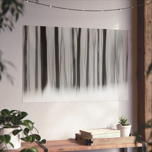 Fine Art Posters - Snowy Winter Forest Blurred Trees Print