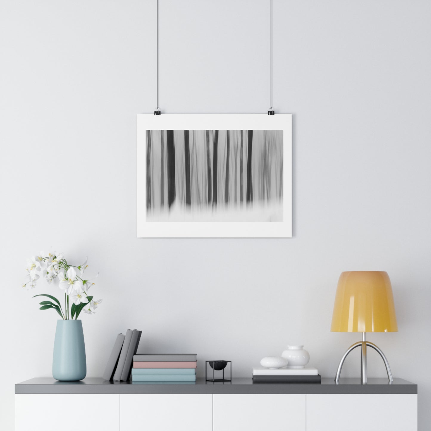 Art Print, Winter Forest Scene, ICM Technique, Wall Decor, Nature Print, Home Decor