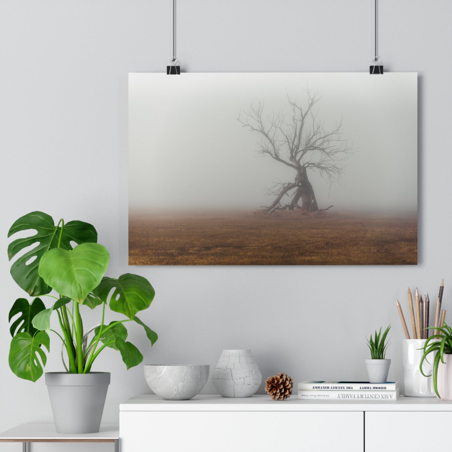Art Print Wall Decor, Giclée Print, The Last Ent Tree Illustration, Foggy Field Landscape Poster, Nature Artwork, Unique Gift for Nature