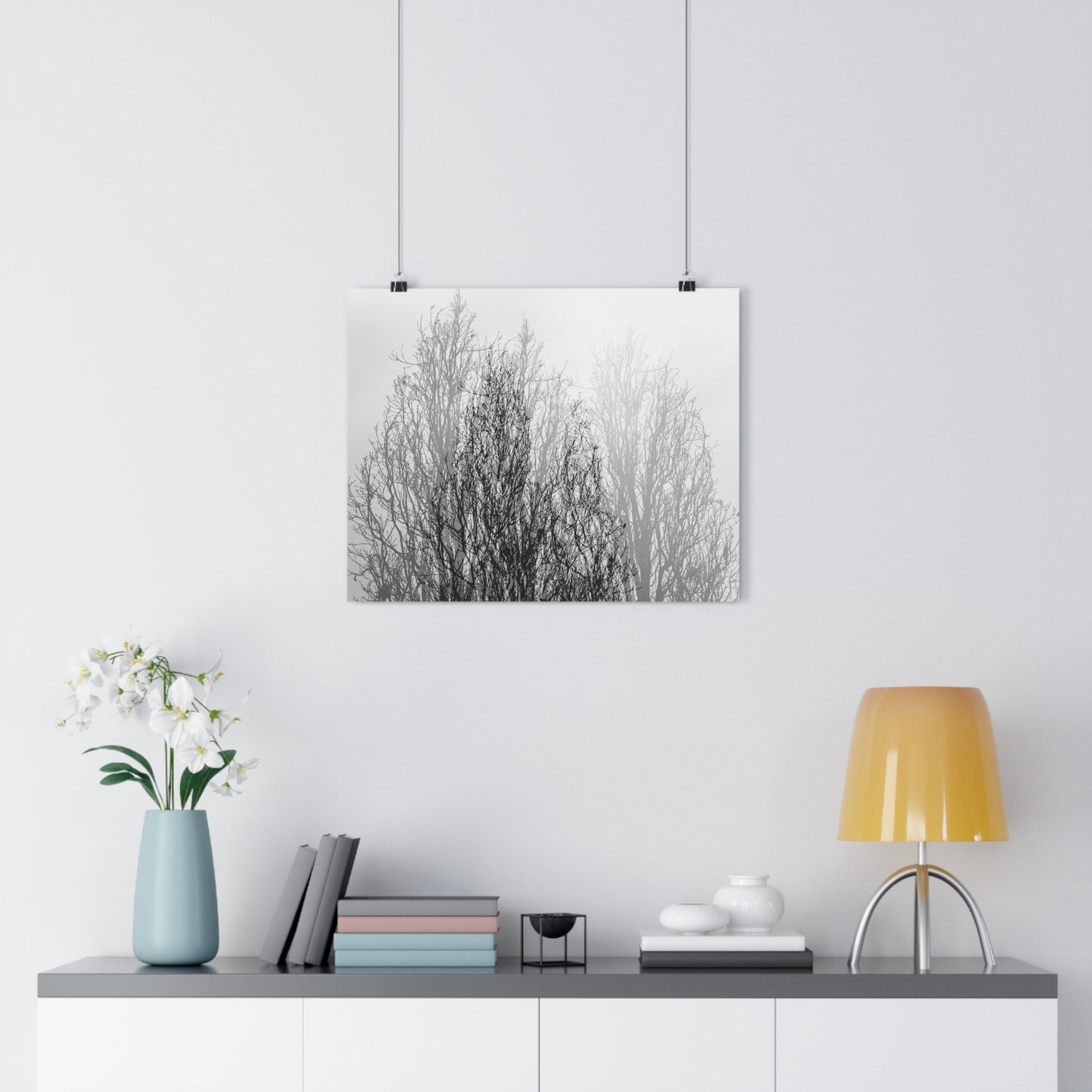 Giclée Art Print, Black and White Winter Tree Photo, Mysterious Multiexposure Wall Art, Home Decor, Nature Photography, Holiday Gift Idea