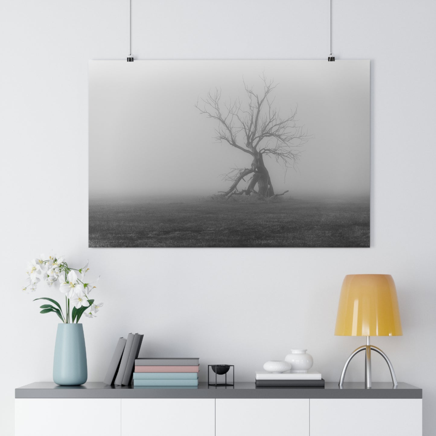 Giclée Art Print, Black and White Tree Photo, Wall Art Decor, Nature Lover Gift, Minimalist Home Decor, Ent Tree Art, Foggy Day Print