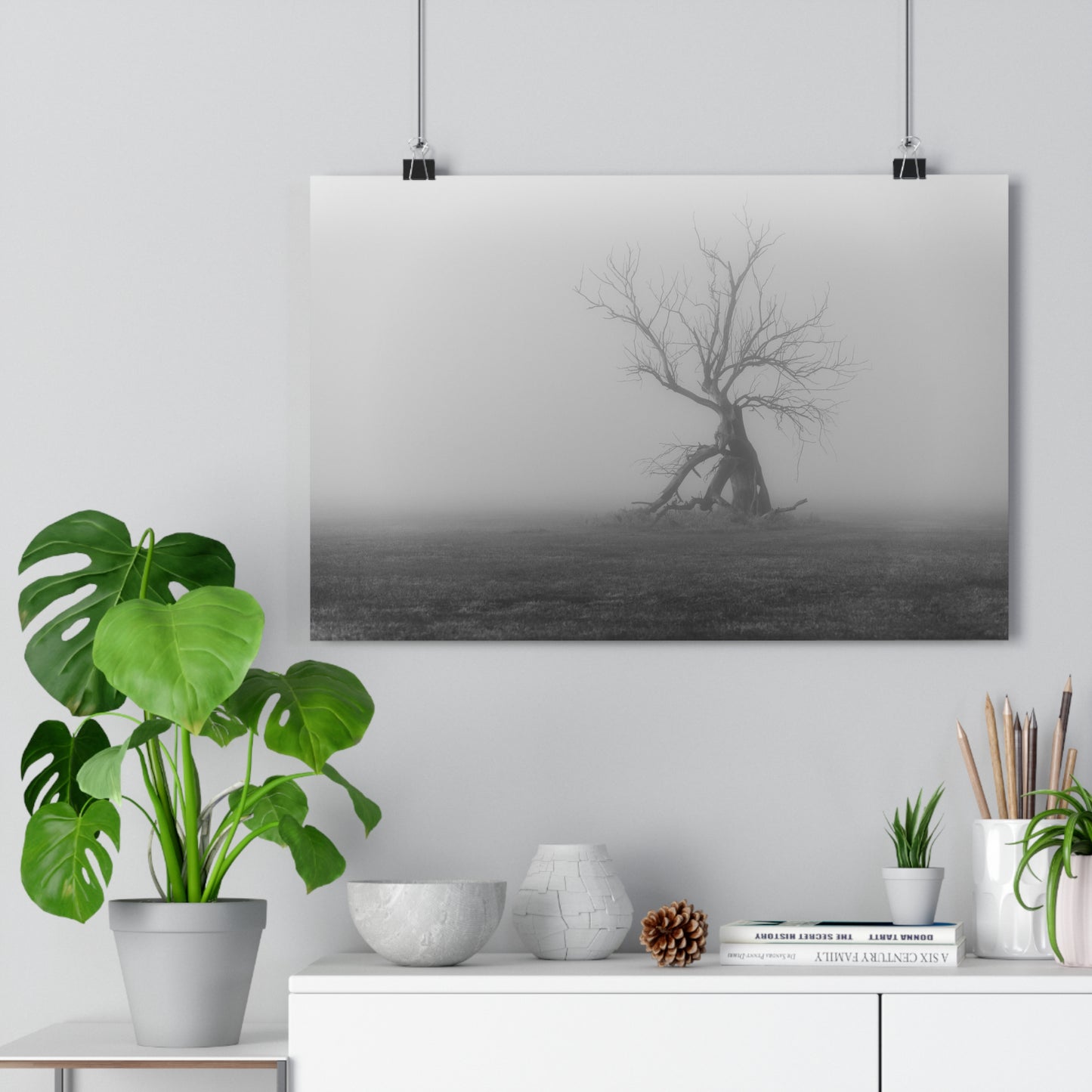 Giclée Art Print, Black and White Tree Photo, Wall Art Decor, Nature Lover Gift, Minimalist Home Decor, Ent Tree Art, Foggy Day Print