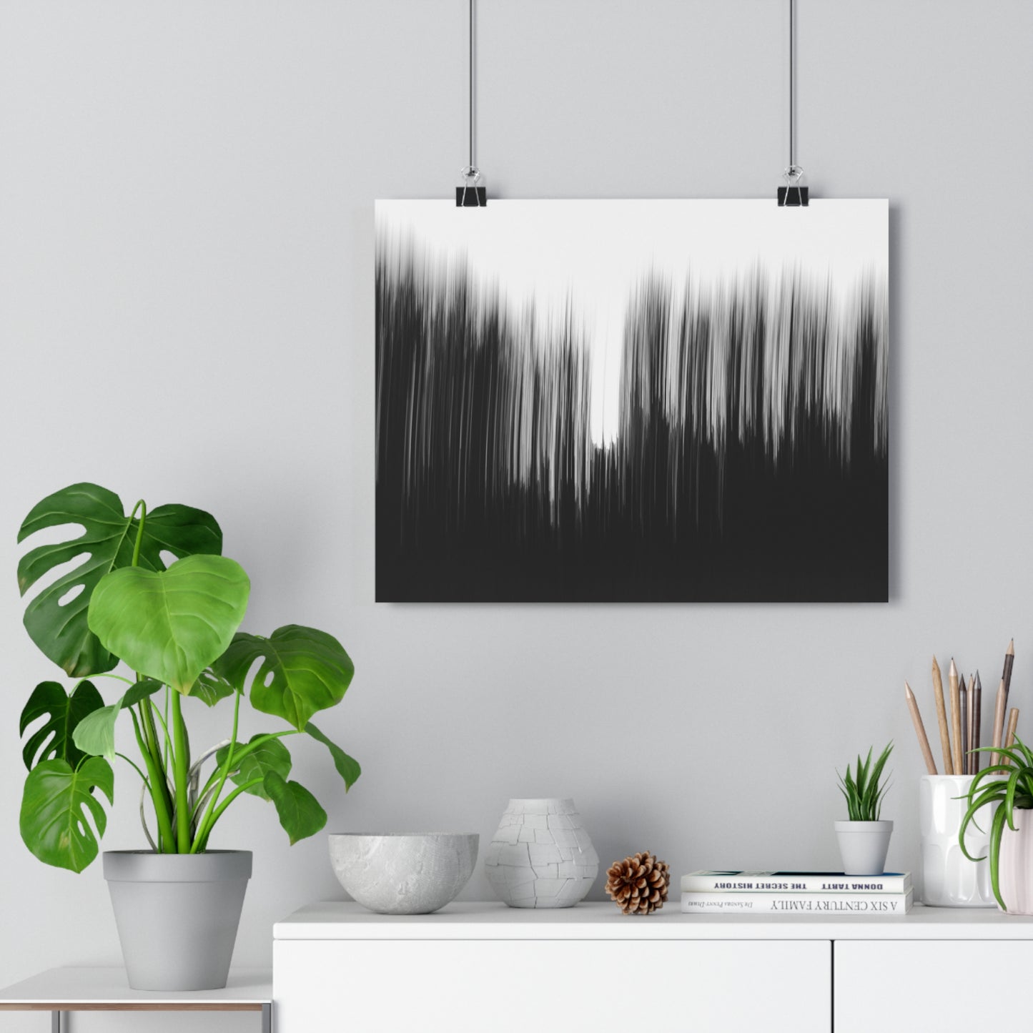 Giclée Print, Black and White Abstract Sunset Trees, Camera Movement Blur, Wall Art Decor, Home Office Decor, Nature Lover Gift, Modern