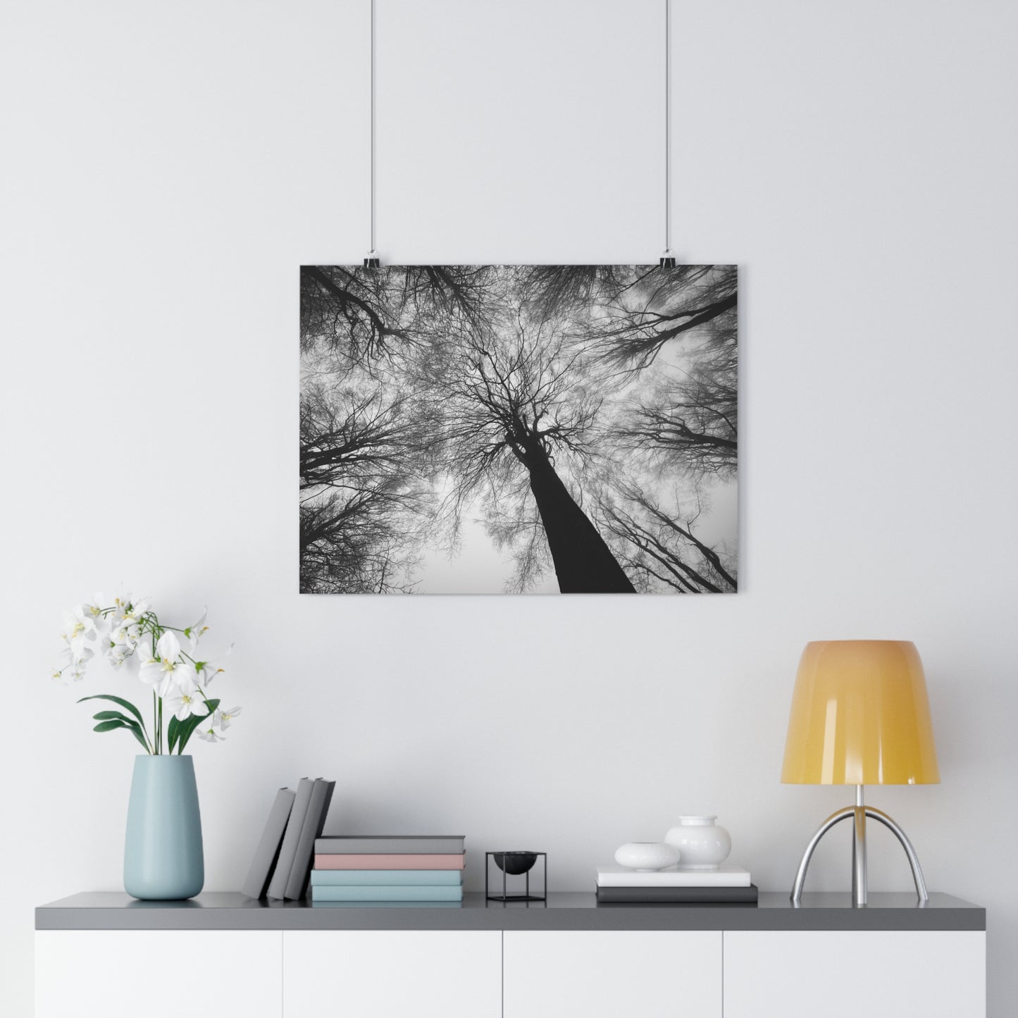 Wall Art Print of Winter Bald Tree Crowns, Black and White Photography, Home Decor, Nature Lover Gift, Christmas Wall