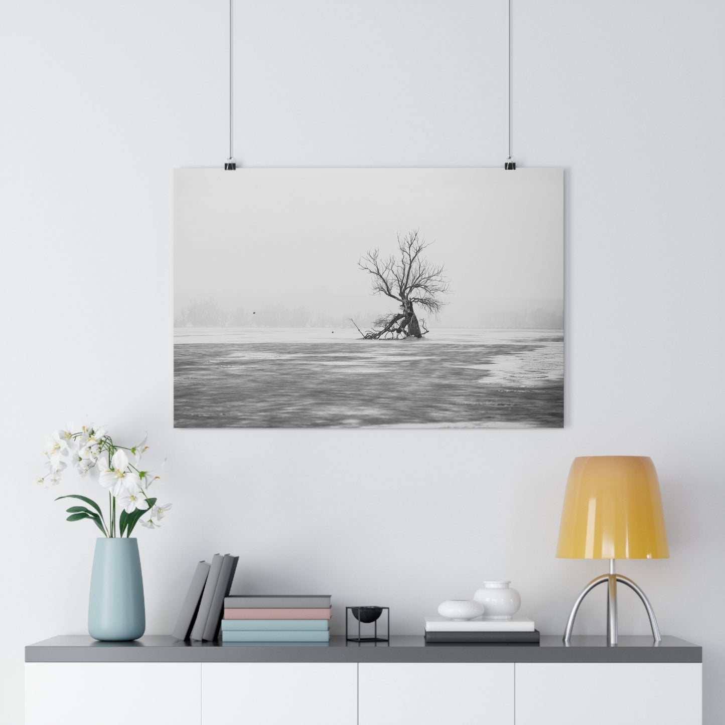 Giclée Print, Black and White Old Tree 'The Last Ent' in Frozen Field Winter Day Photo, Wall Art Decor, Nature Print, Tree Lover Gift, Home
