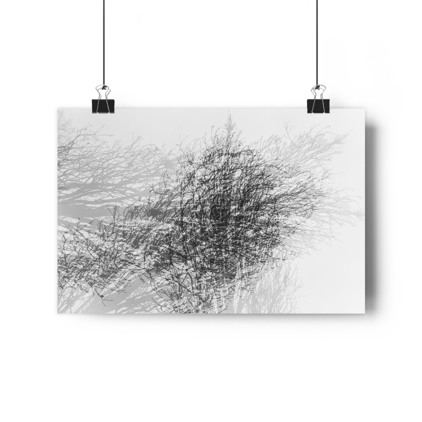 Giclée Art Print, Black and White Winter Tree Photo, Mysterious Multiexposure Wall Art, Home Decor, Nature Photography, Holiday Gift Idea