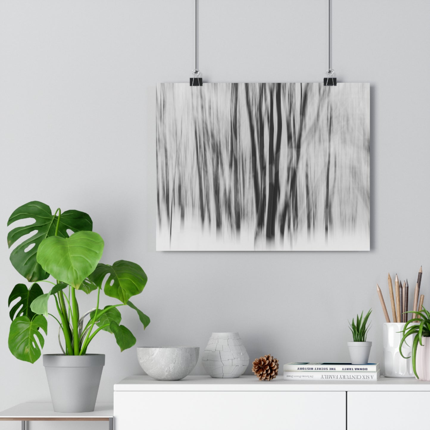 Art Print, Winter Forest Scene, ICM Technique, Wall Decor, Nature Print, Home Decor