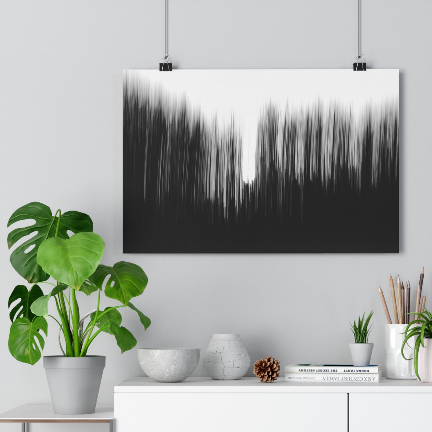 Giclée Print, Black and White Abstract Sunset Trees, Camera Movement Blur, Wall Art Decor, Home Office Decor, Nature Lover Gift, Modern