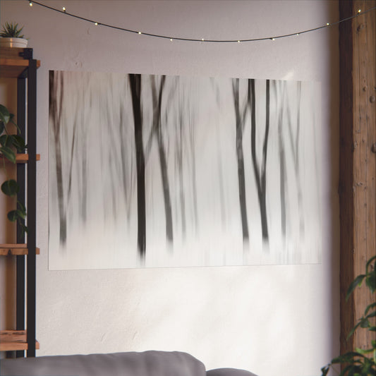 Fine Art Posters - Snowy Winter Forest Blurred Trees Print
