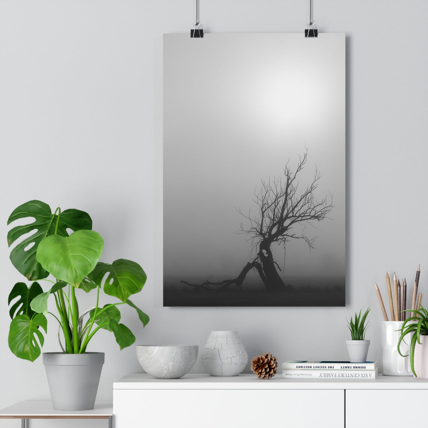 Giclée Art Print, Black and White Tree Photo, Wall Art Decor, Nature Lover Gift, Minimalist Home Decor, Ent Tree Art, Foggy Day Print