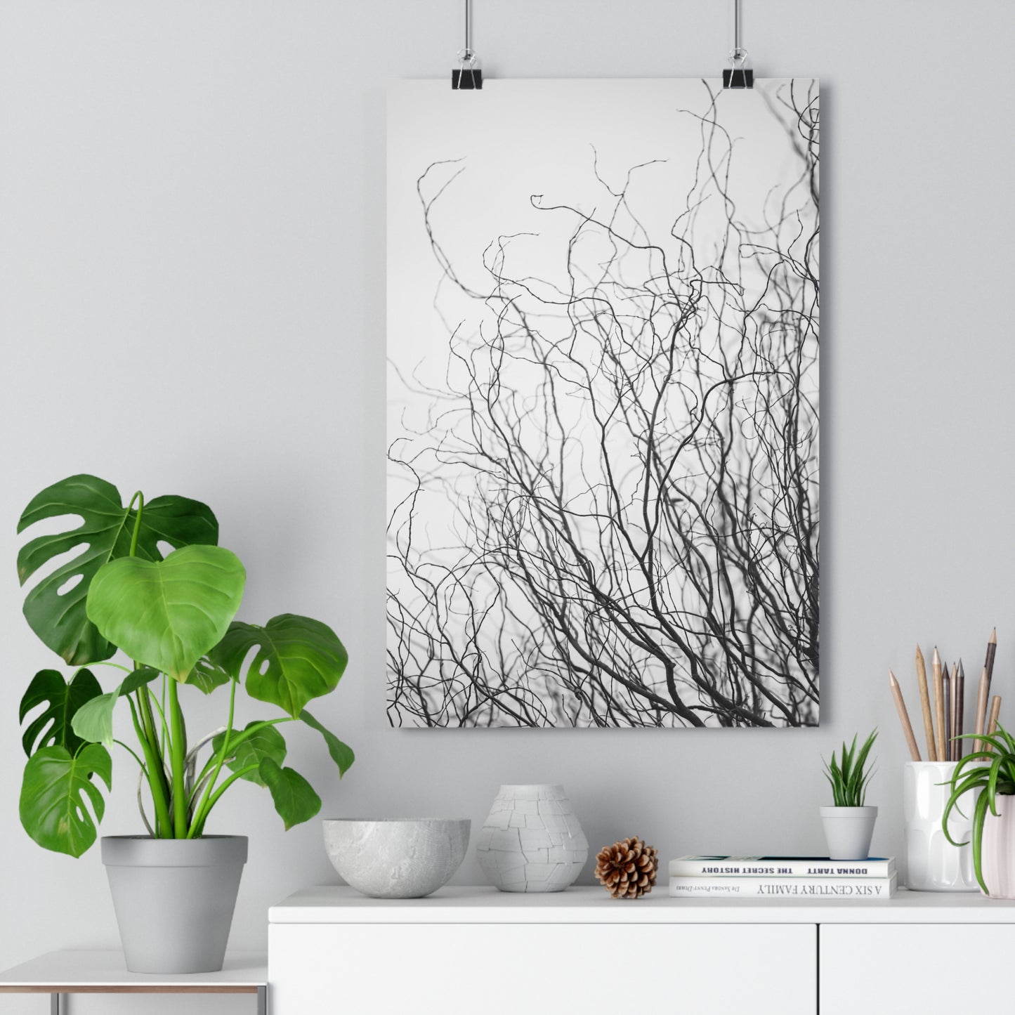 Giclée Print, Winter Tree Branches Art, 'Tangled Whispers' Wall Decor, Nature Print, Home Decor, Black and White Art, Gift for Nature