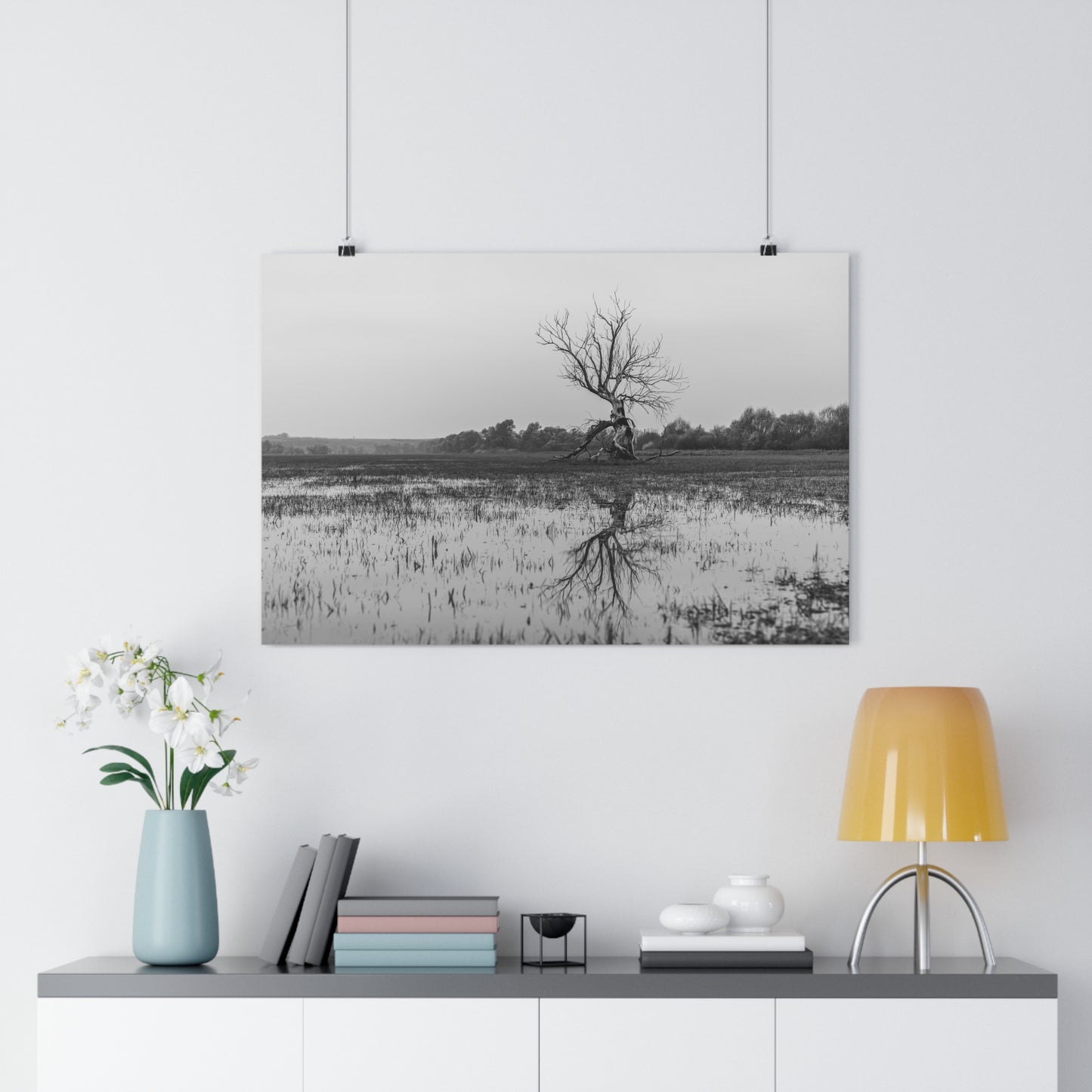 Giclée Art Print, The Last Ent Tree Reflection on Water Surface, Nature Wall Art, Forest Print, Woodland Decor, Tree Artwork