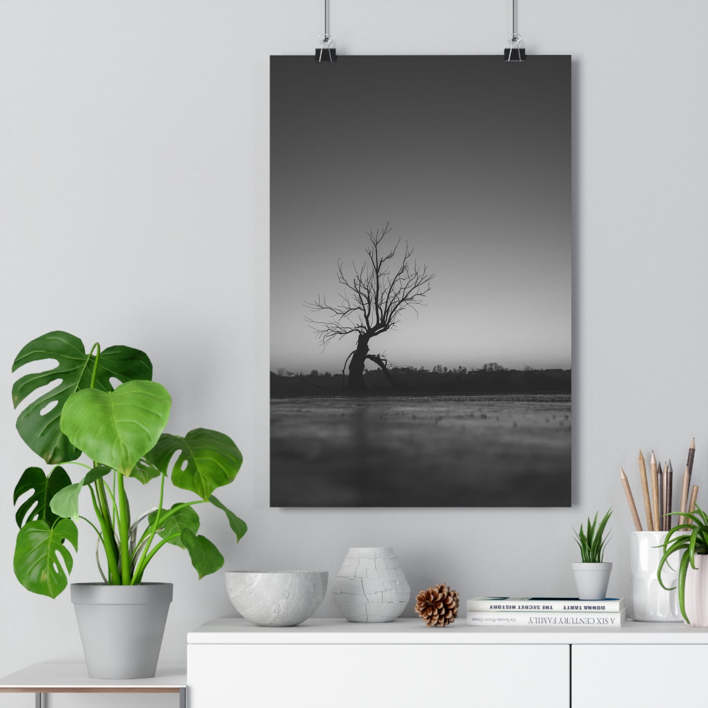 Giclée Art Print, Old Tree 'The Last Ent' Winter Sunset Black White Photo, Wall Art Decor, Nature Lover Gift, Landscape Photography, Fine