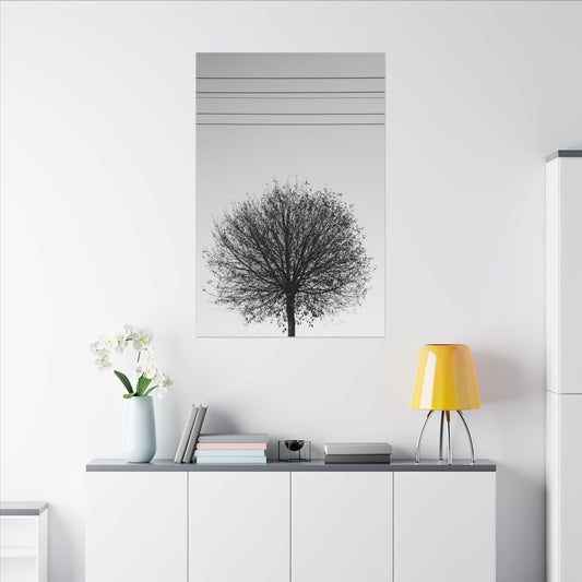 Seasons - Fall II. - Minimalist Wall Art Print, Stretched Canvas Art, Monochrome Home Decor, Black and White Tree Artwork, Modern Living Room Design