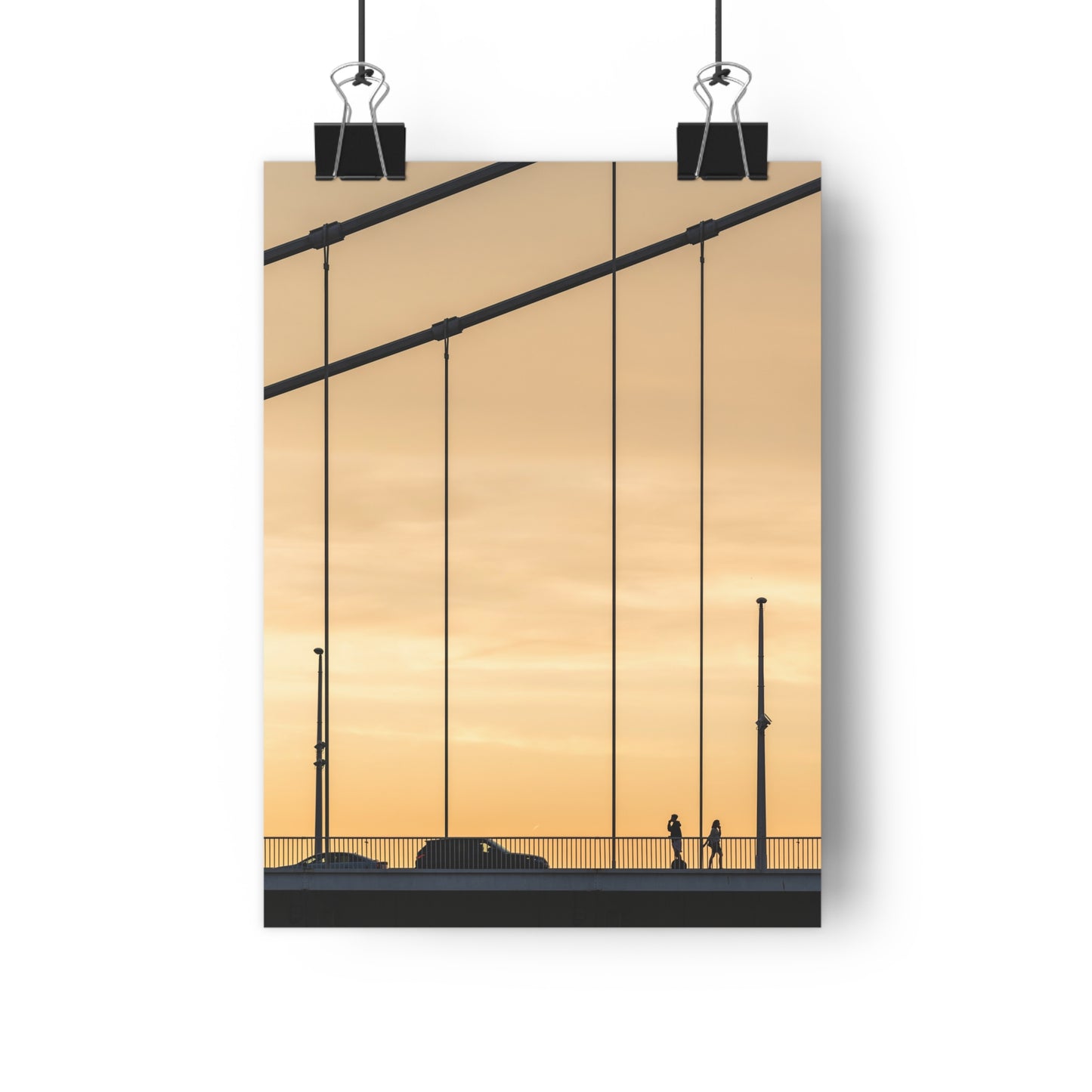 Art Print, Sunset Bridge Silhouettes, 'Will call you', Wall Decor, Home Decor, Gift Idea, Office Art