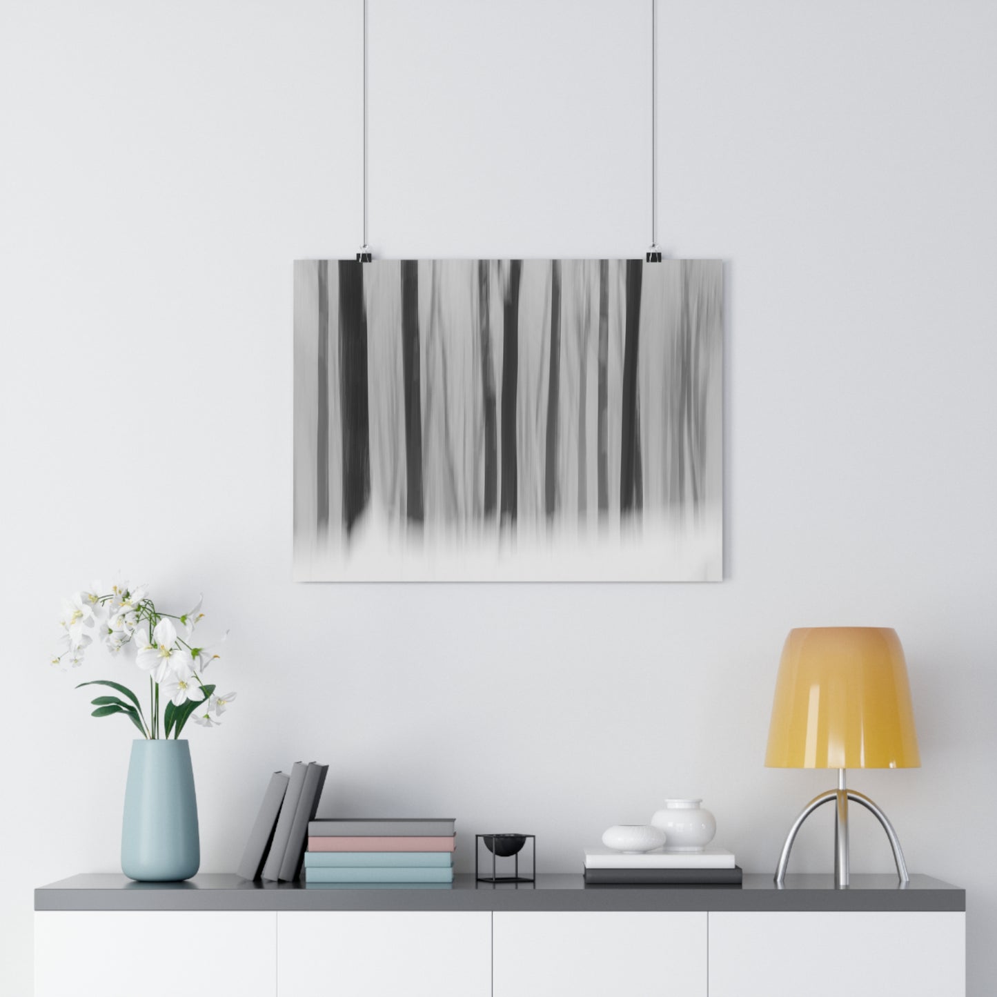 Art Print, Winter Forest Scene, ICM Technique, Wall Decor, Nature Print, Home Decor