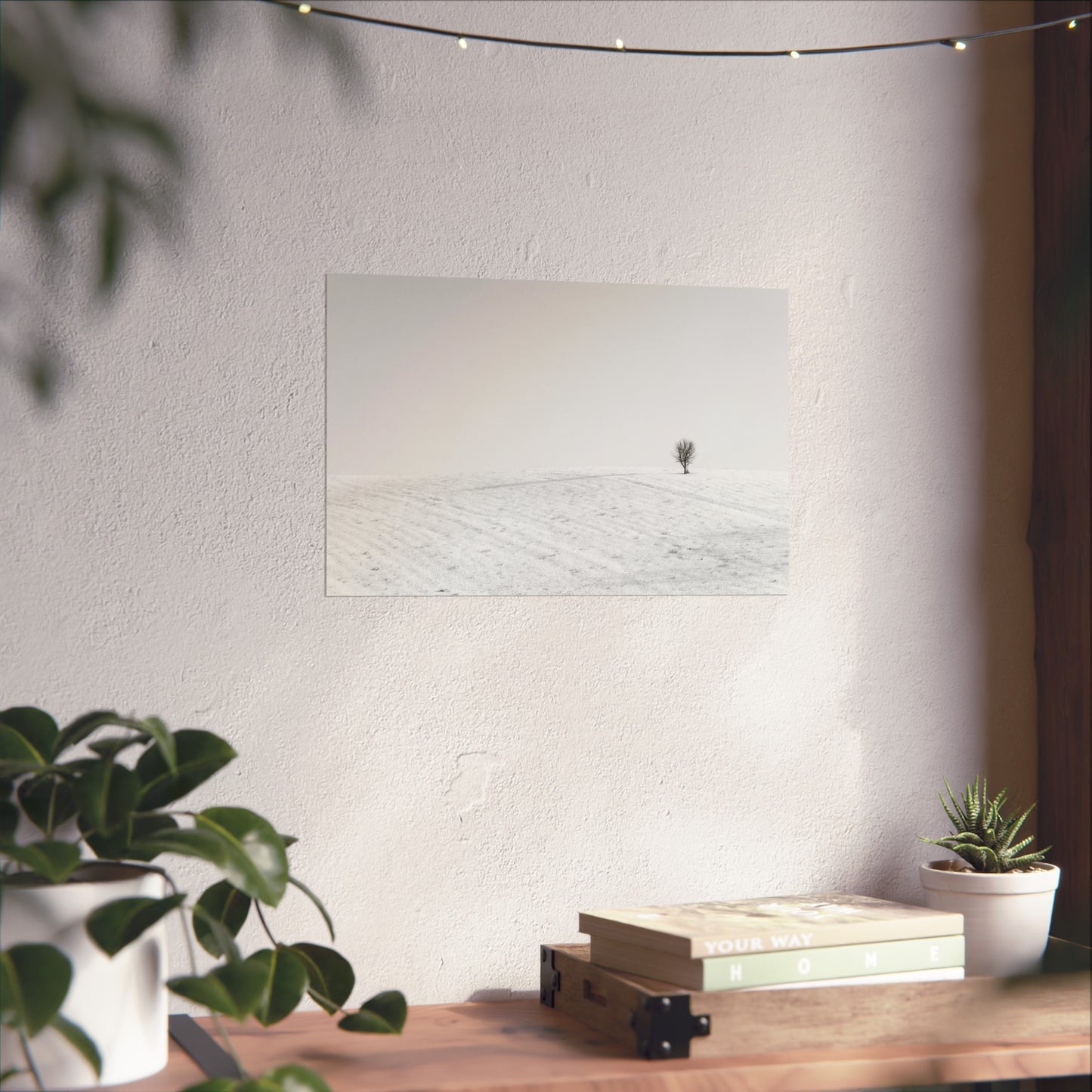 Fine Art Poster - Lone Tree on Snowy Hill Minimal Photo