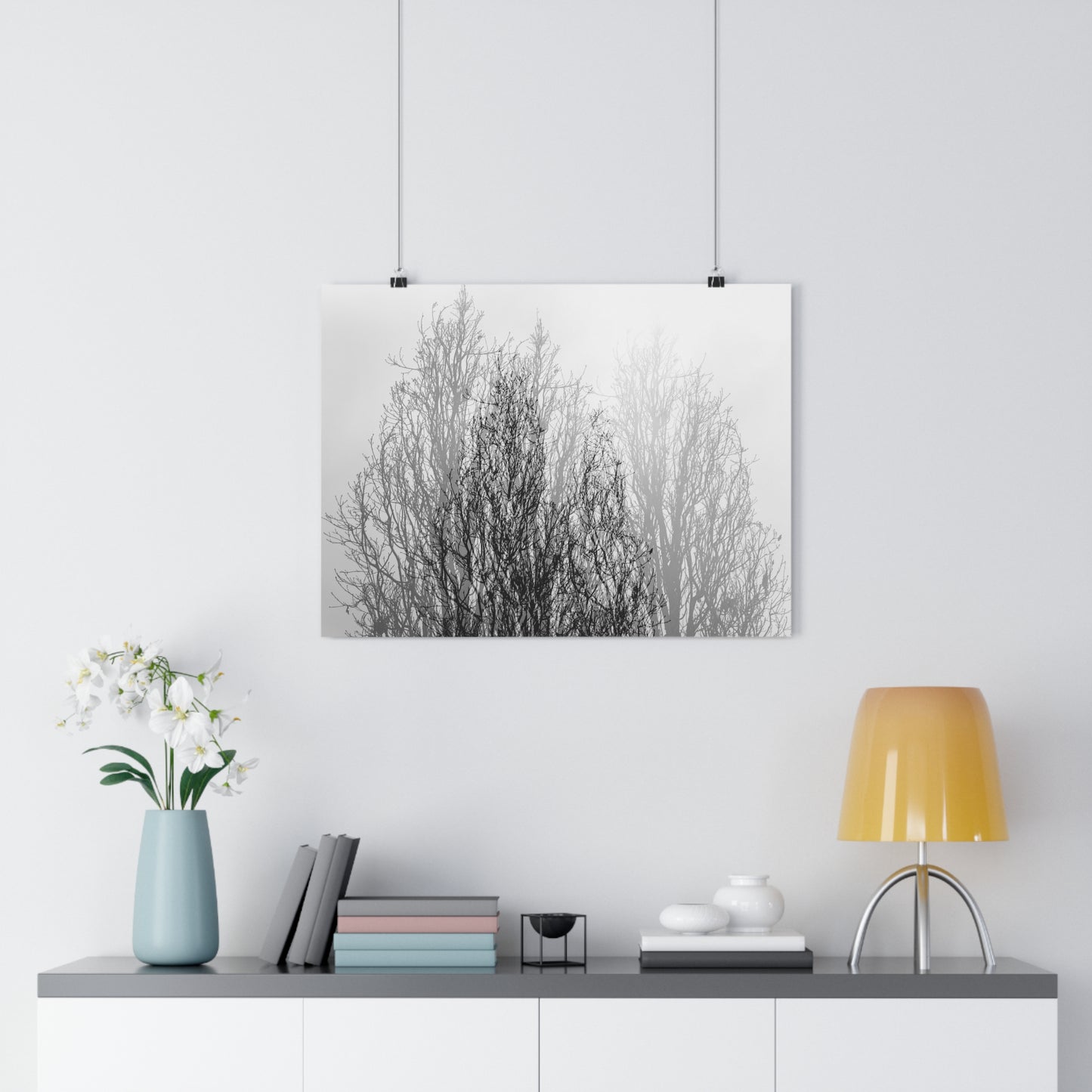 Giclée Art Print, Black and White Winter Tree Photo, Mysterious Multiexposure Wall Art, Home Decor, Nature Photography, Holiday Gift Idea