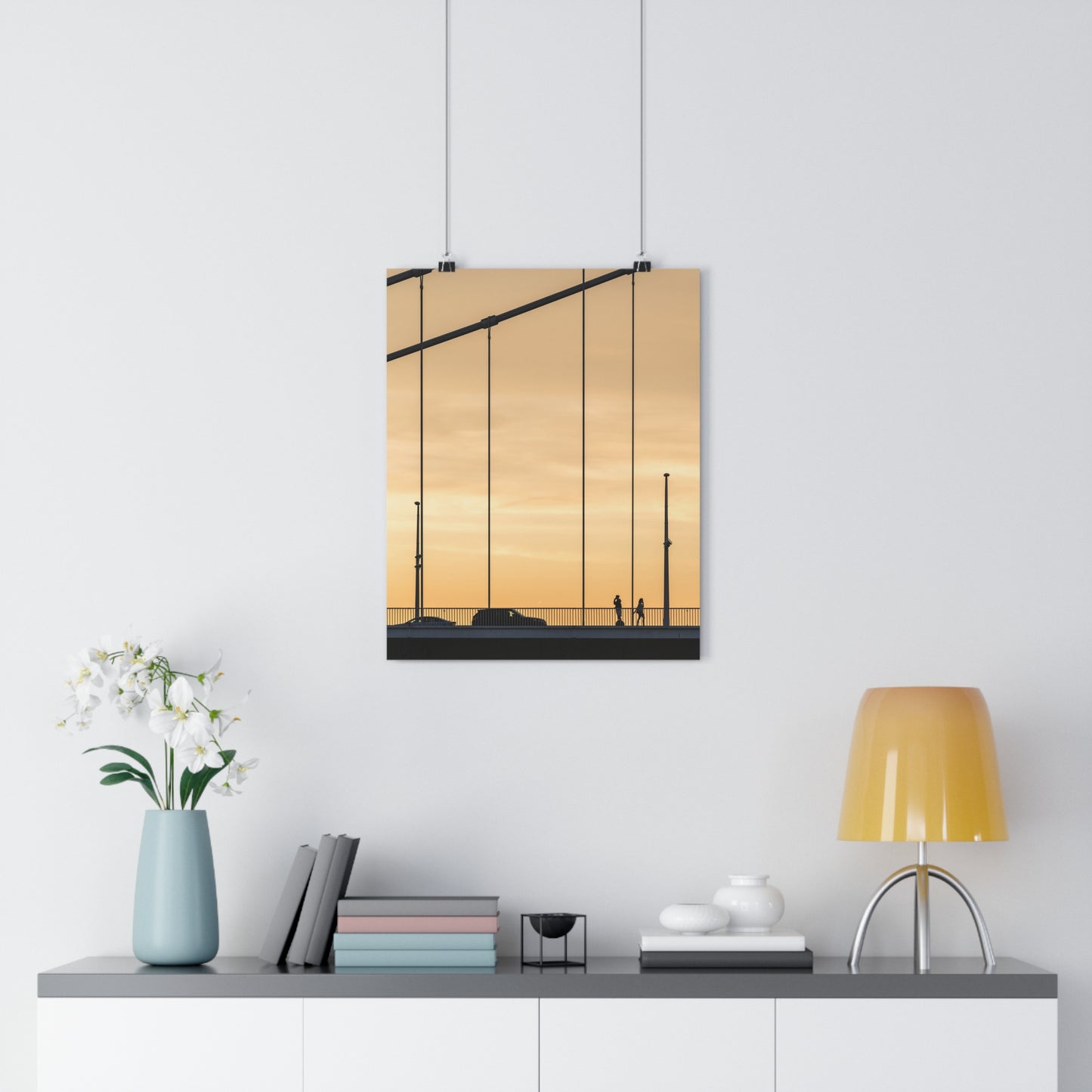 Art Print, Sunset Bridge Silhouettes, 'Will call you', Wall Decor, Home Decor, Gift Idea, Office Art