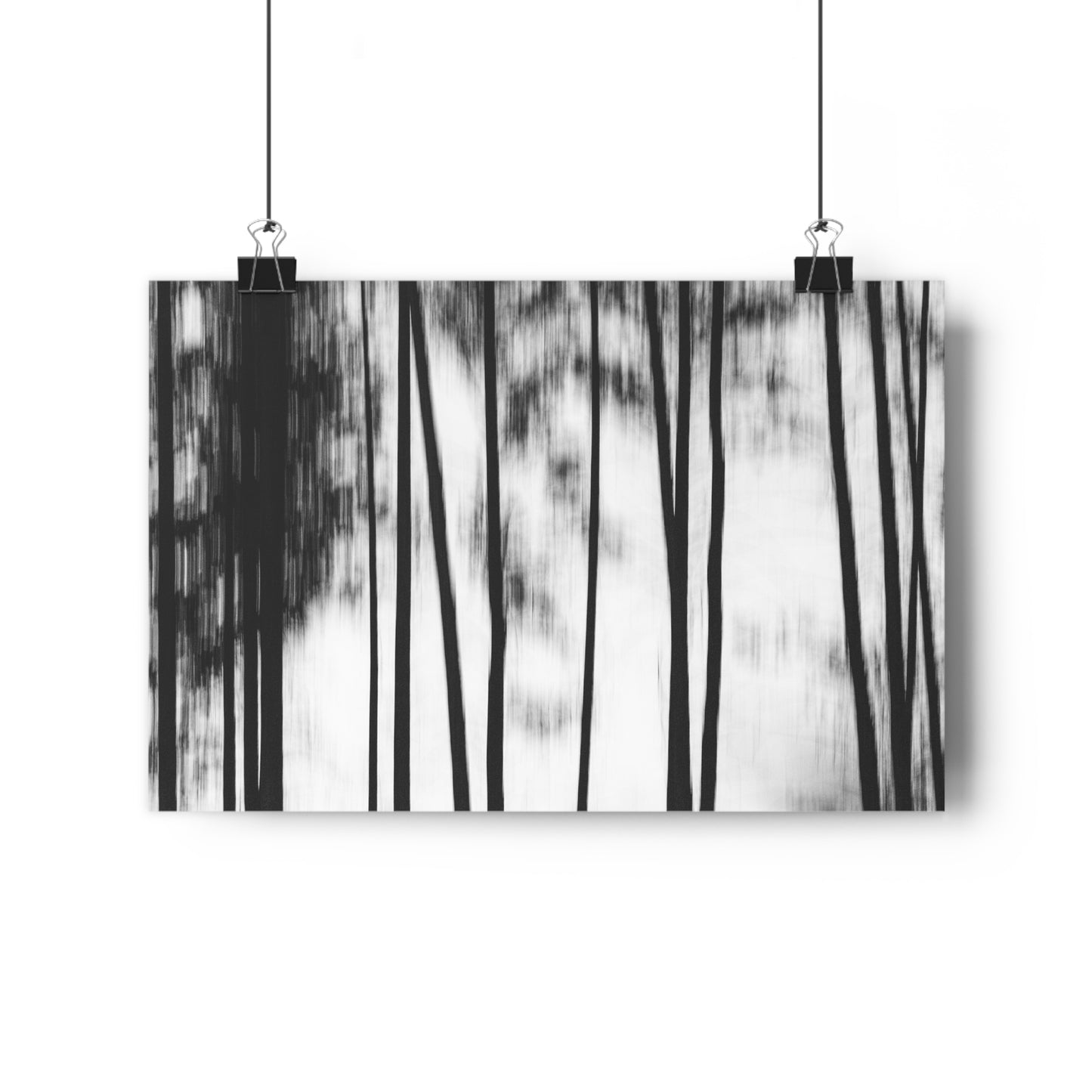 Art Print, Forest Scene Black White Photo, Blurred Camera Movement ICM Technique, Wall Decor Gift Home Office, Nature Lover Monochrome