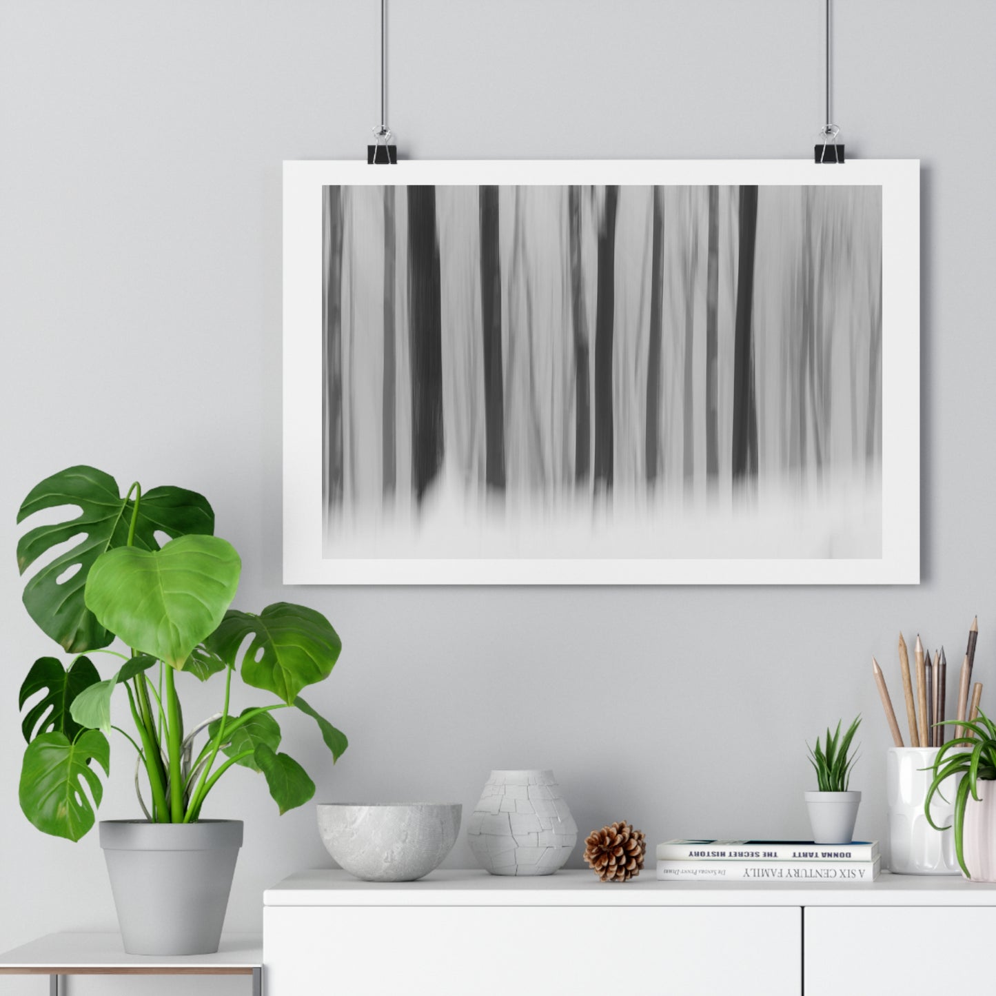 Art Print, Winter Forest Scene, ICM Technique, Wall Decor, Nature Print, Home Decor