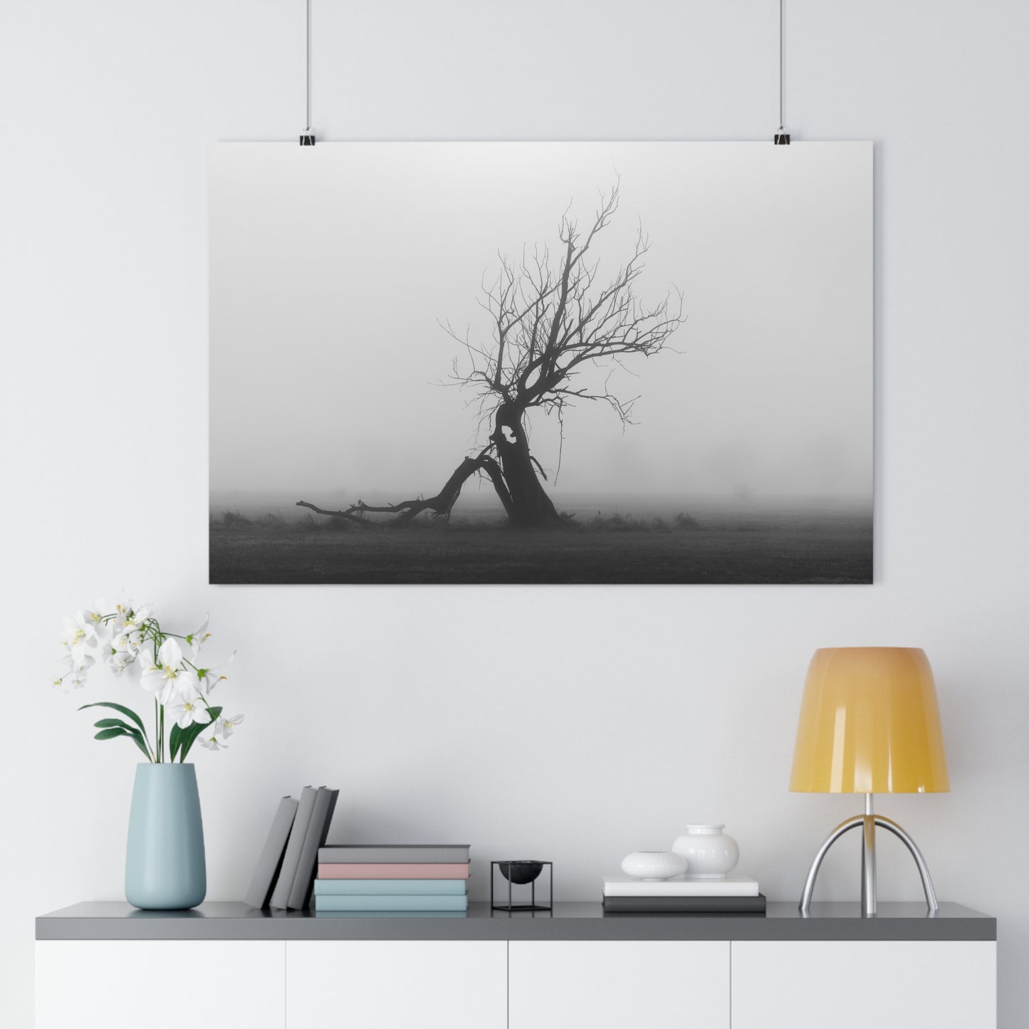 Giclée Art Print, Black and White Tree Photo, Wall Art Decor, Nature Lover Gift, Minimalist Home Decor, Ent Tree Art, Foggy Day Print