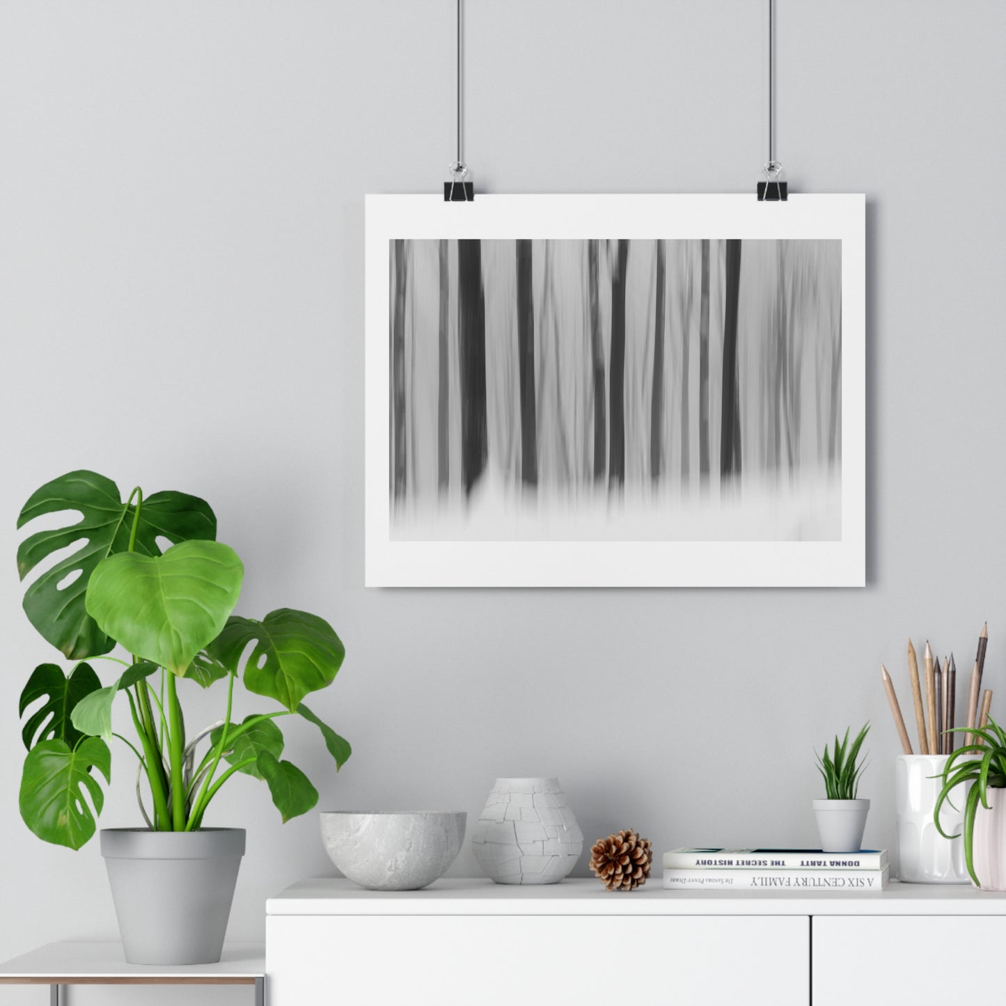 Art Print, Winter Forest Scene, ICM Technique, Wall Decor, Nature Print, Home Decor