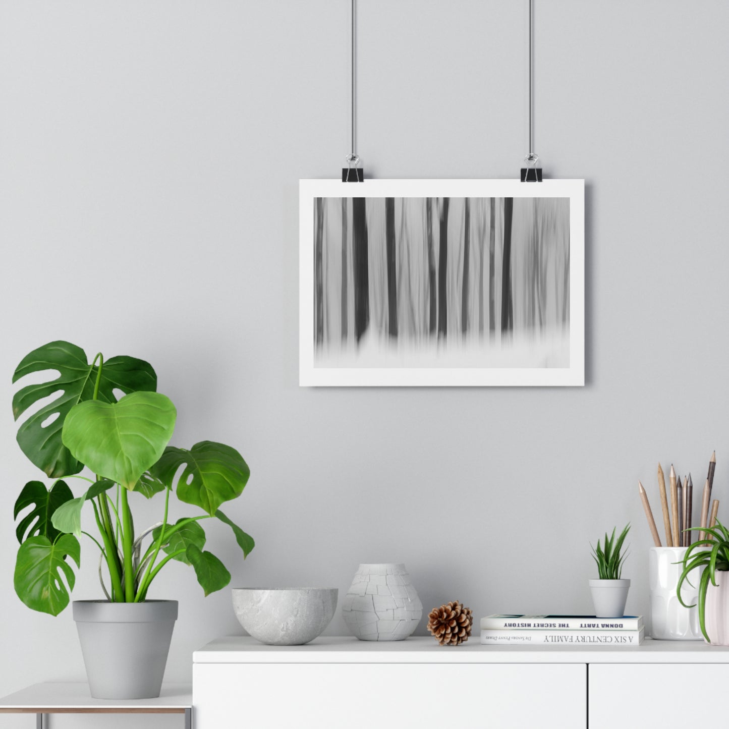 Art Print, Winter Forest Scene, ICM Technique, Wall Decor, Nature Print, Home Decor