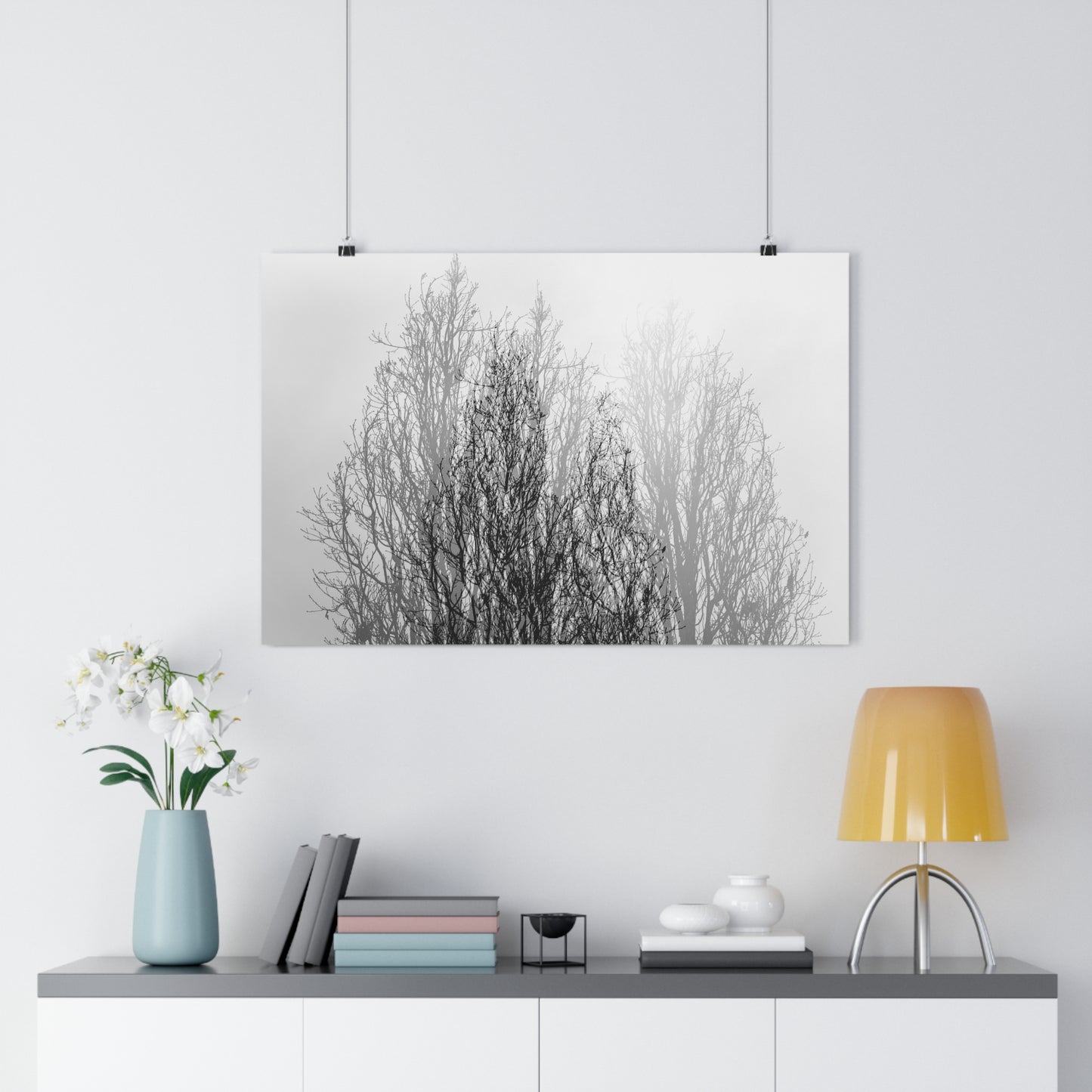 Giclée Art Print, Black and White Winter Tree Photo, Mysterious Multiexposure Wall Art, Home Decor, Nature Photography, Holiday Gift Idea