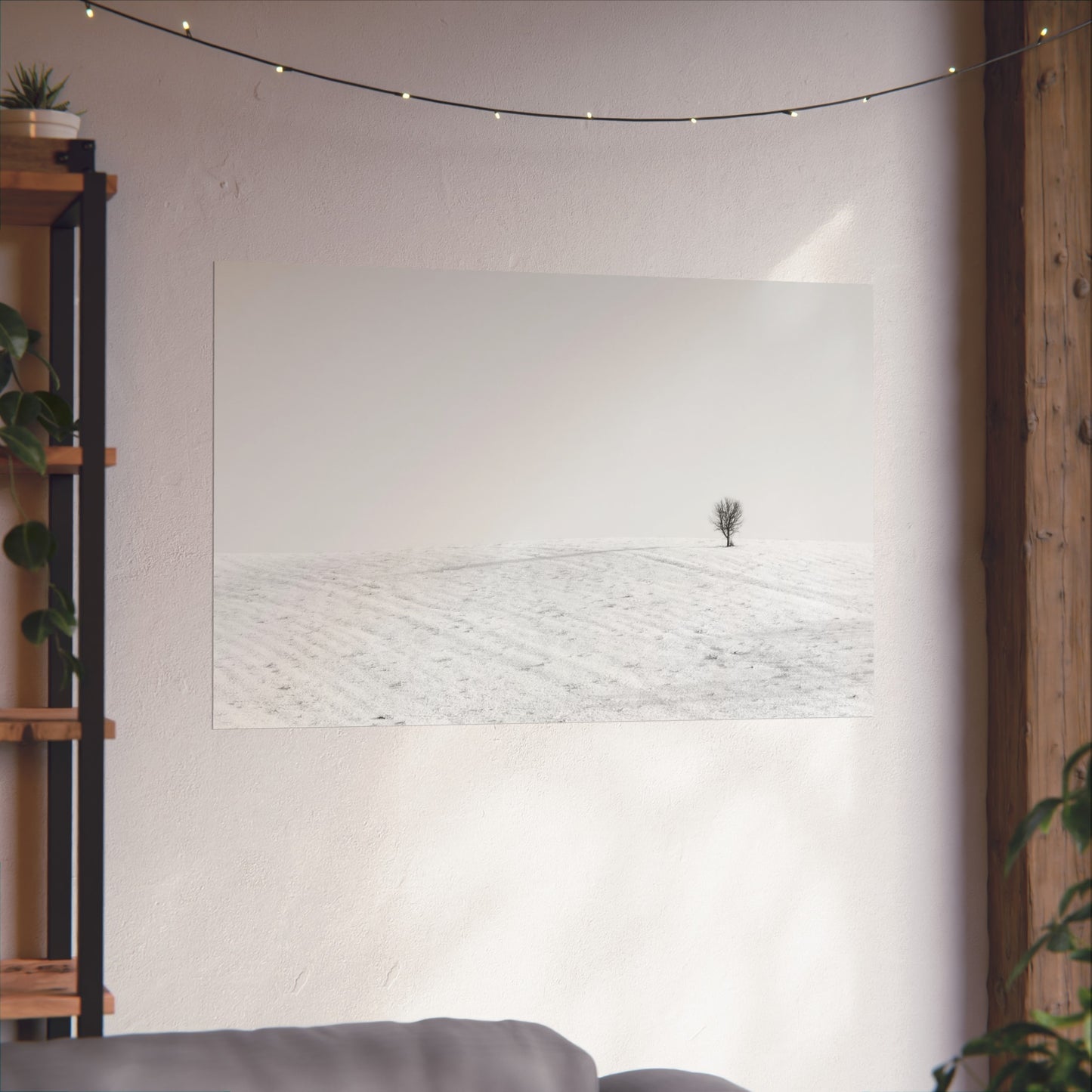Fine Art Poster - Lone Tree on Snowy Hill Minimal Photo