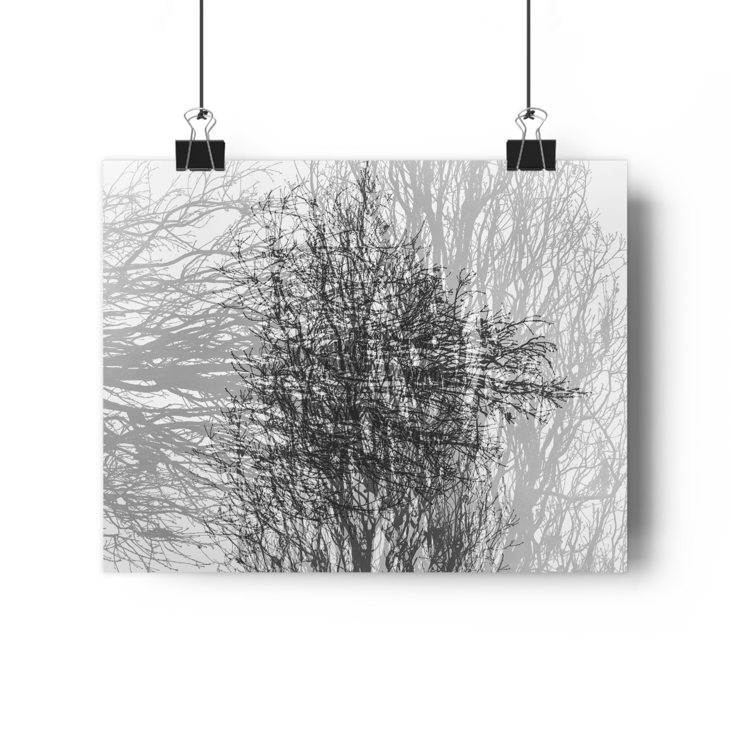 Giclée Art Print, Black and White Winter Tree Photo, Mysterious Multiexposure Wall Art, Home Decor, Nature Photography, Holiday Gift Idea