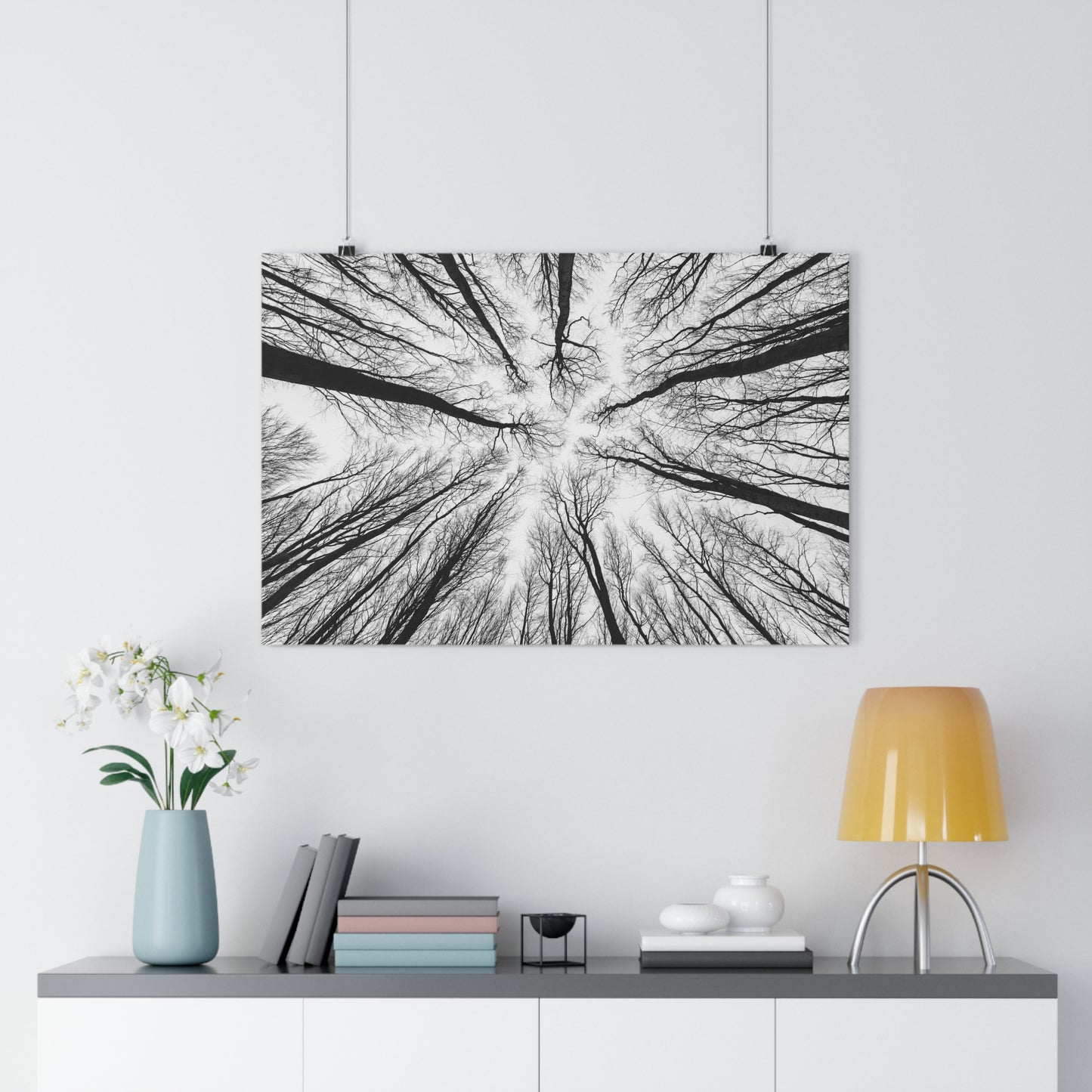 Wall Art Print of Winter Bald Tree Crowns, Black and White Photography, Home Decor, Nature Lover Gift, Christmas Wall