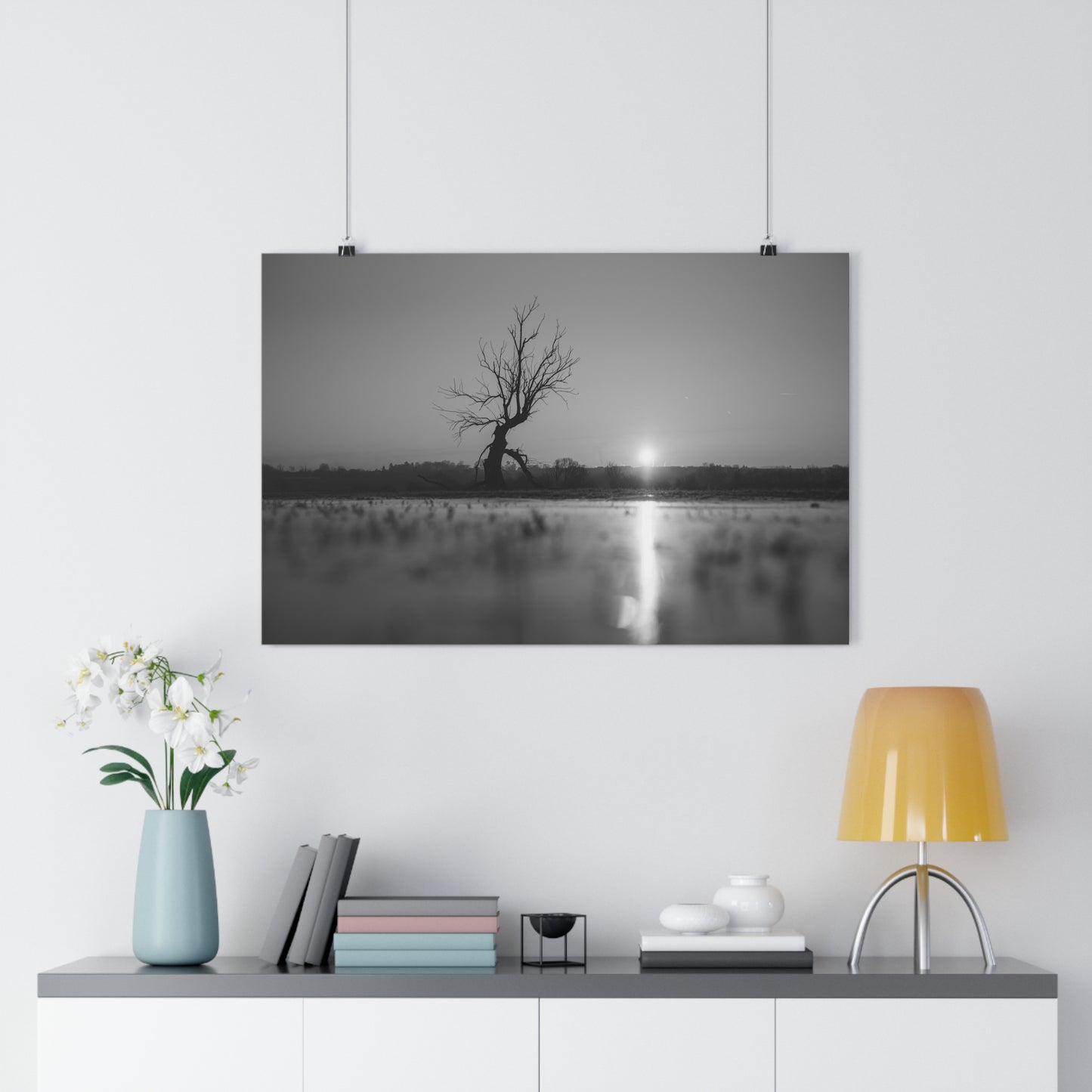 Giclée Art Print, Old Tree 'The Last Ent' Winter Sunset Black White Photo, Wall Art Decor, Nature Lover Gift, Landscape Photography, Fine