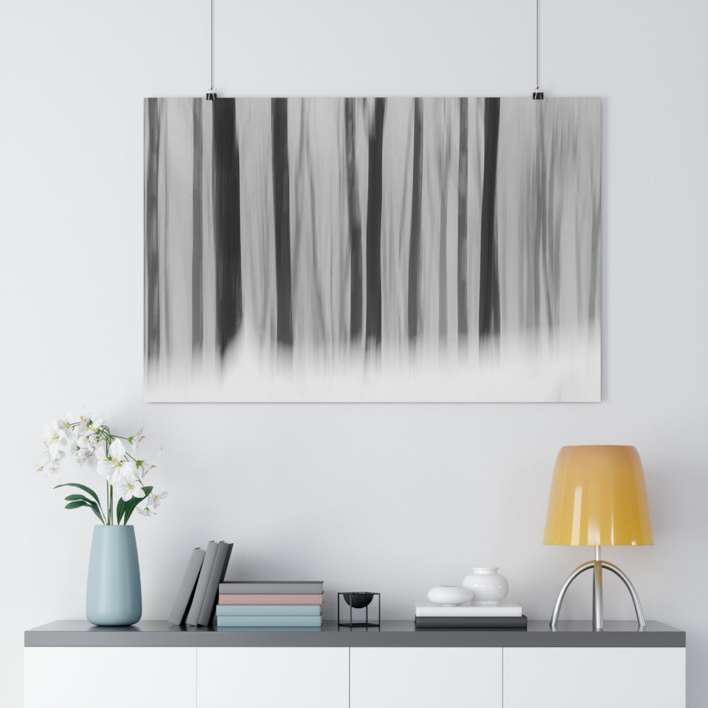 Art Print, Winter Forest Scene, ICM Technique, Wall Decor, Nature Print, Home Decor