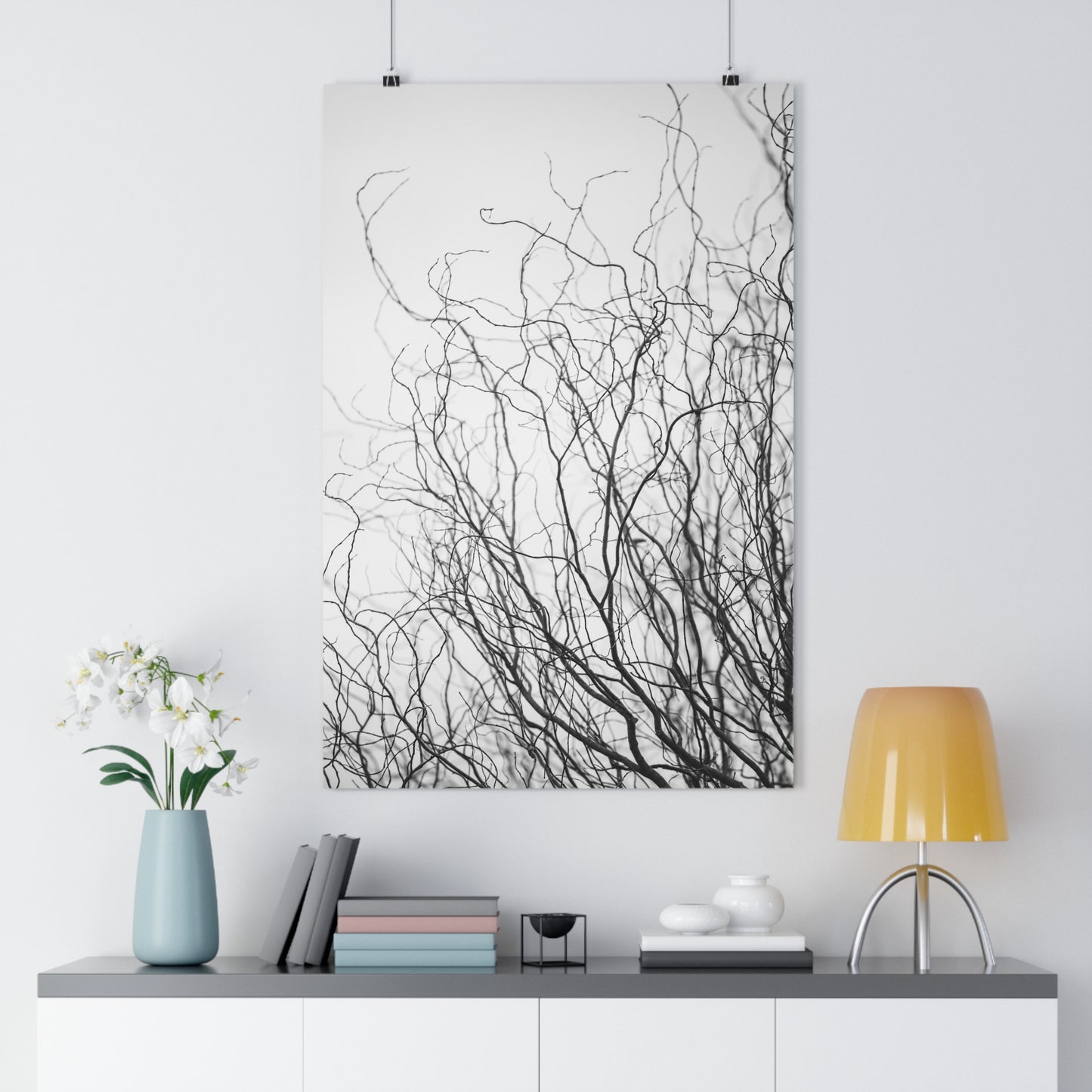 Giclée Print, Winter Tree Branches Art, 'Tangled Whispers' Wall Decor, Nature Print, Home Decor, Black and White Art, Gift for Nature