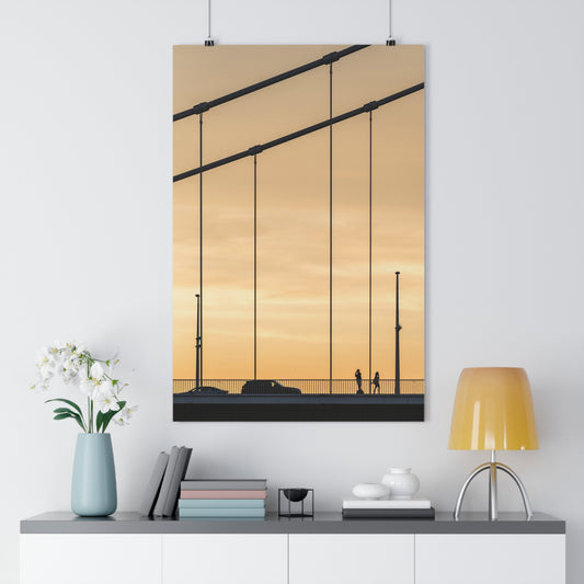 Art Print, Sunset Bridge Silhouettes, 'Will call you', Wall Decor, Home Decor, Gift Idea, Office Art