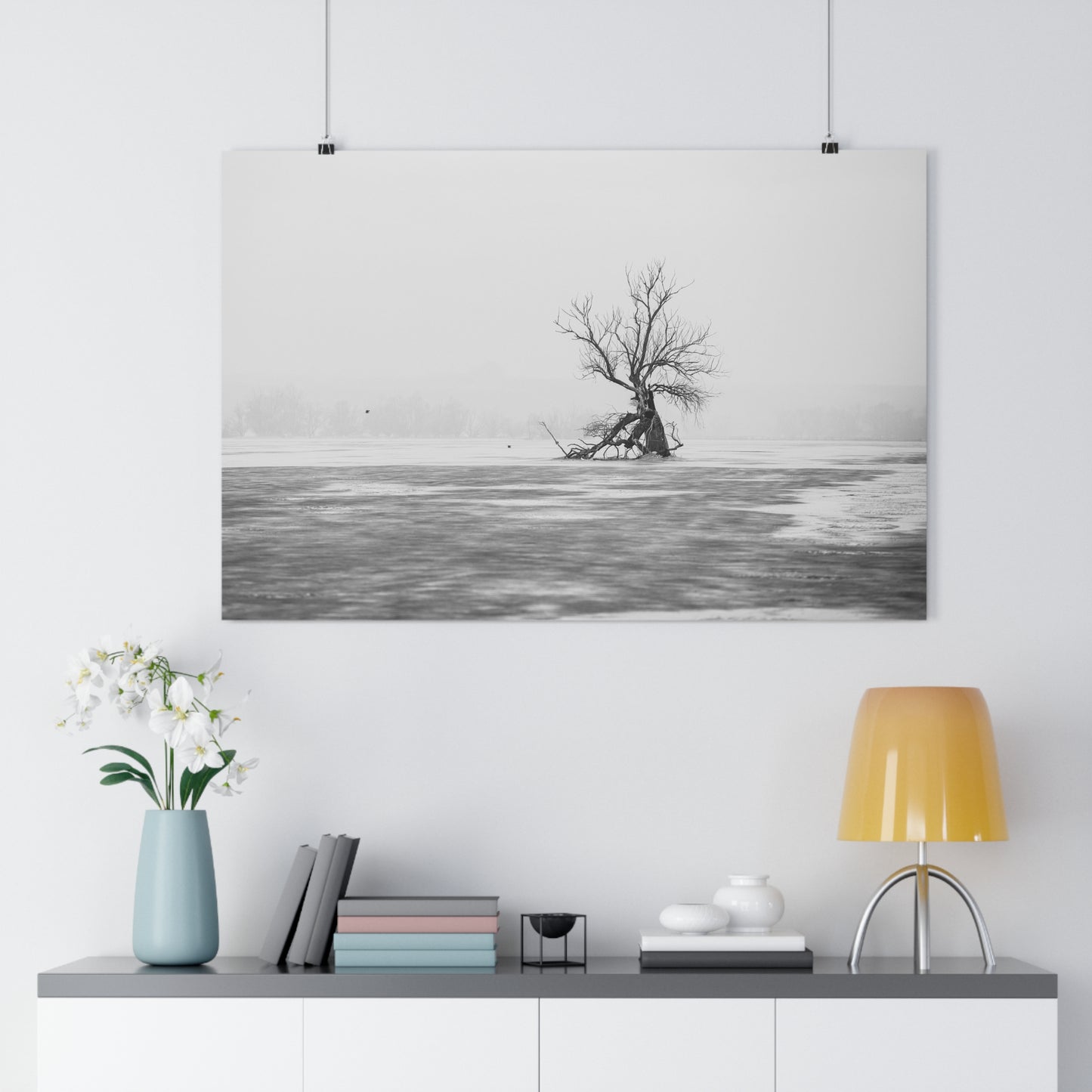 Giclée Print, Black and White Old Tree 'The Last Ent' in Frozen Field Winter Day Photo, Wall Art Decor, Nature Print, Tree Lover Gift, Home