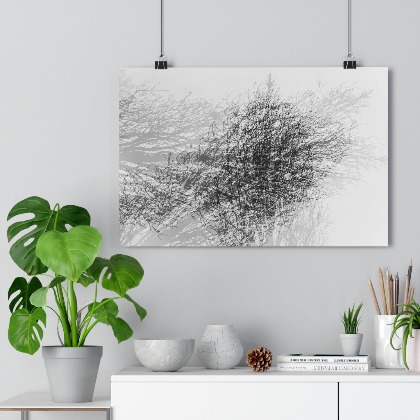 Giclée Art Print, Black and White Winter Tree Photo, Mysterious Multiexposure Wall Art, Home Decor, Nature Photography, Holiday Gift Idea