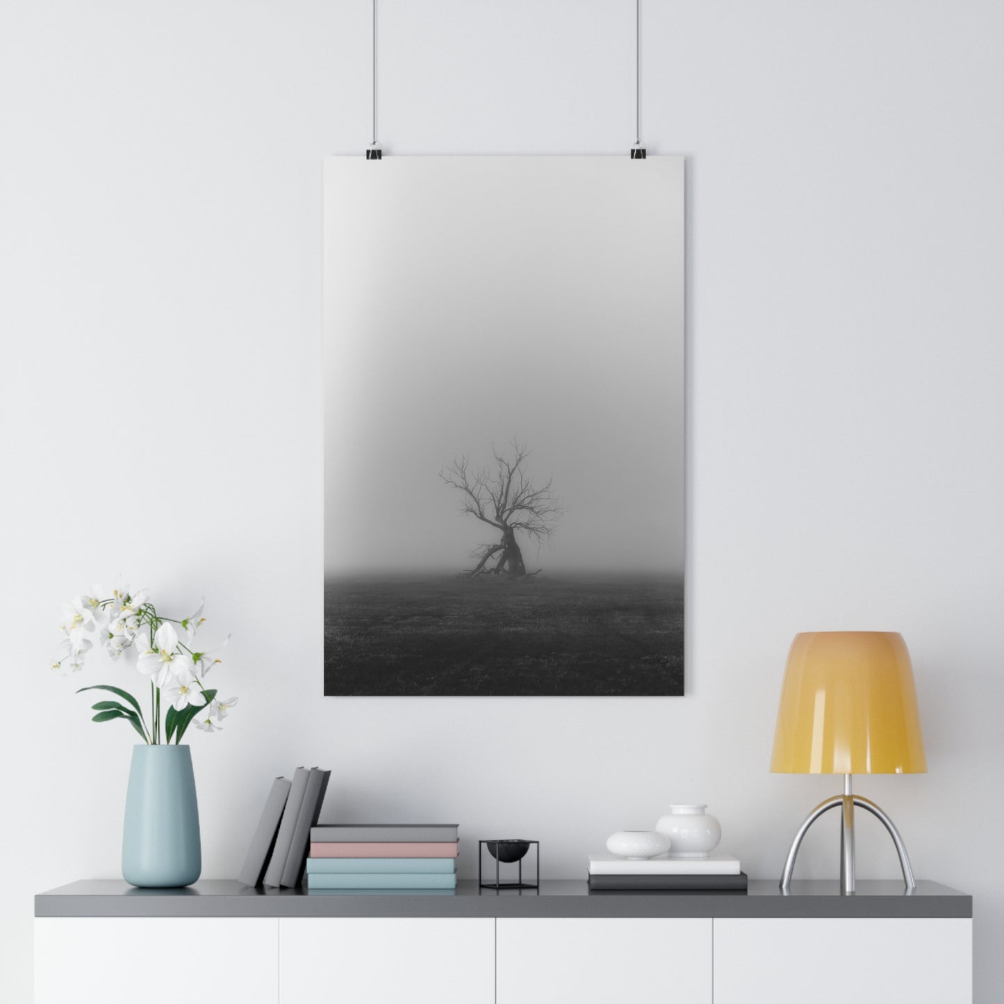 Giclée Art Print, Black and White Tree Photo, Wall Art Decor, Nature Lover Gift, Minimalist Home Decor, Ent Tree Art, Foggy Day Print