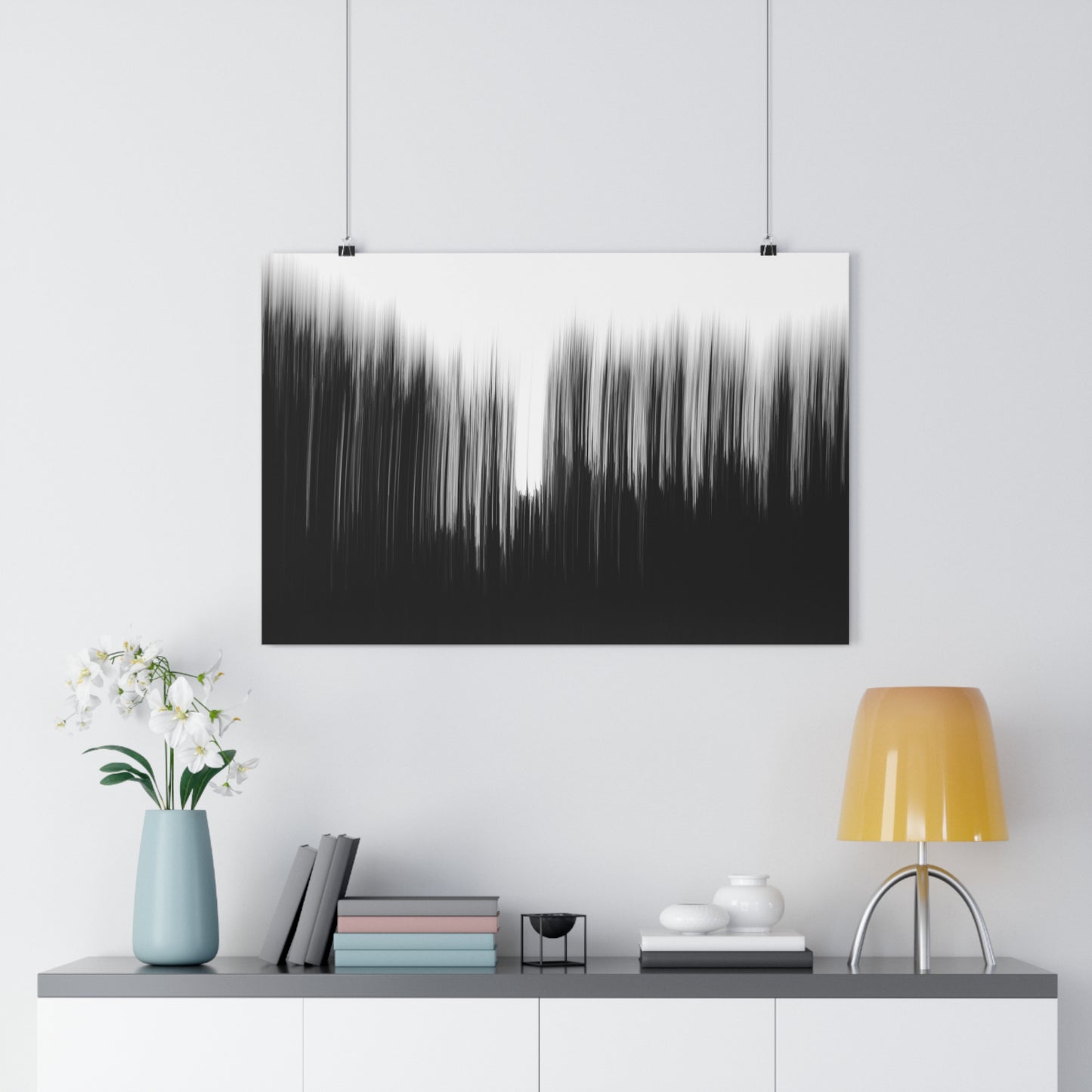 Giclée Print, Black and White Abstract Sunset Trees, Camera Movement Blur, Wall Art Decor, Home Office Decor, Nature Lover Gift, Modern