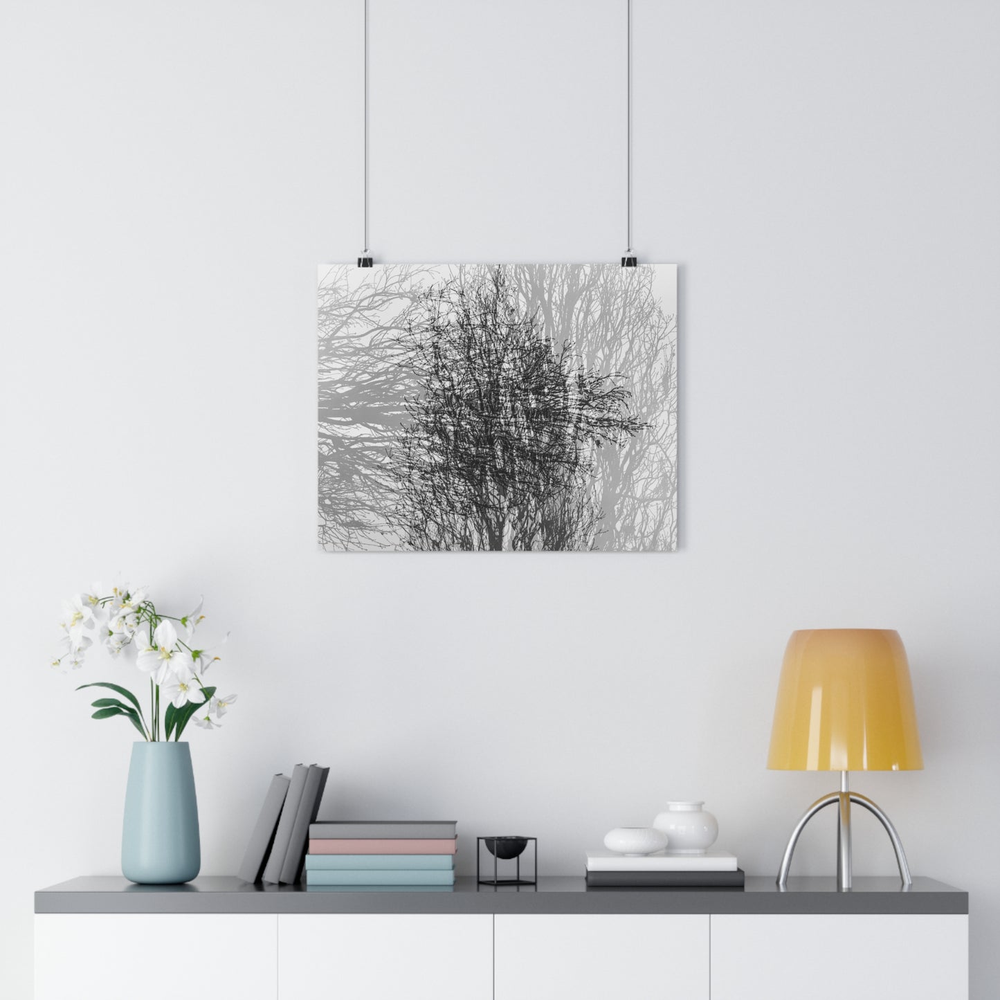 Giclée Art Print, Black and White Winter Tree Photo, Mysterious Multiexposure Wall Art, Home Decor, Nature Photography, Holiday Gift Idea